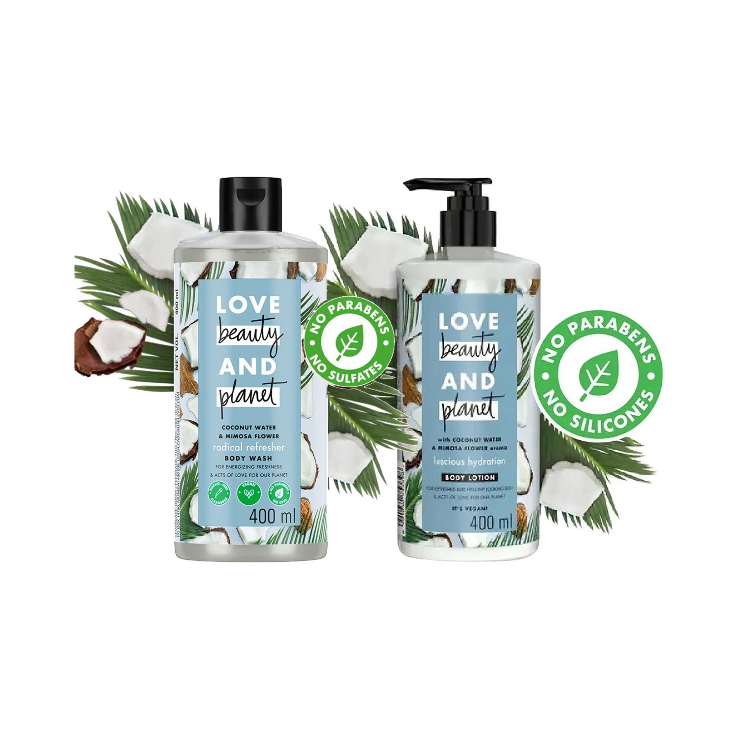 Love Beauty & Planet | Love Beauty & Planet Coconut Water & Mimosa Flower Hydration Body Lotion + Body Wash Combo