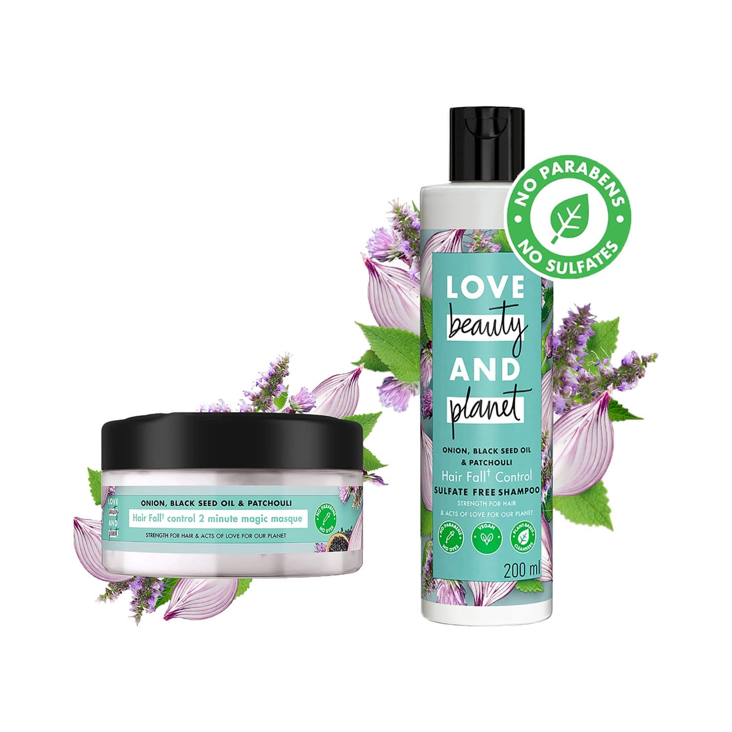 Love Beauty & Planet | Love Beauty & Planet Onion Black Seed & Patchouli Hairfall Control Shampoo & Hair Mask Combo