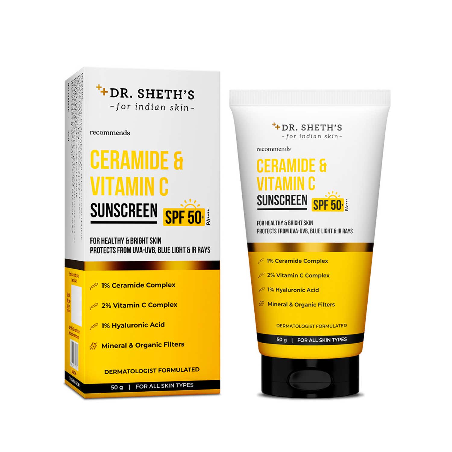 Dr. Sheth's Ceramide & Vitamin C Sunscreen SPF 50+ PA++++ (50g) - Image 3