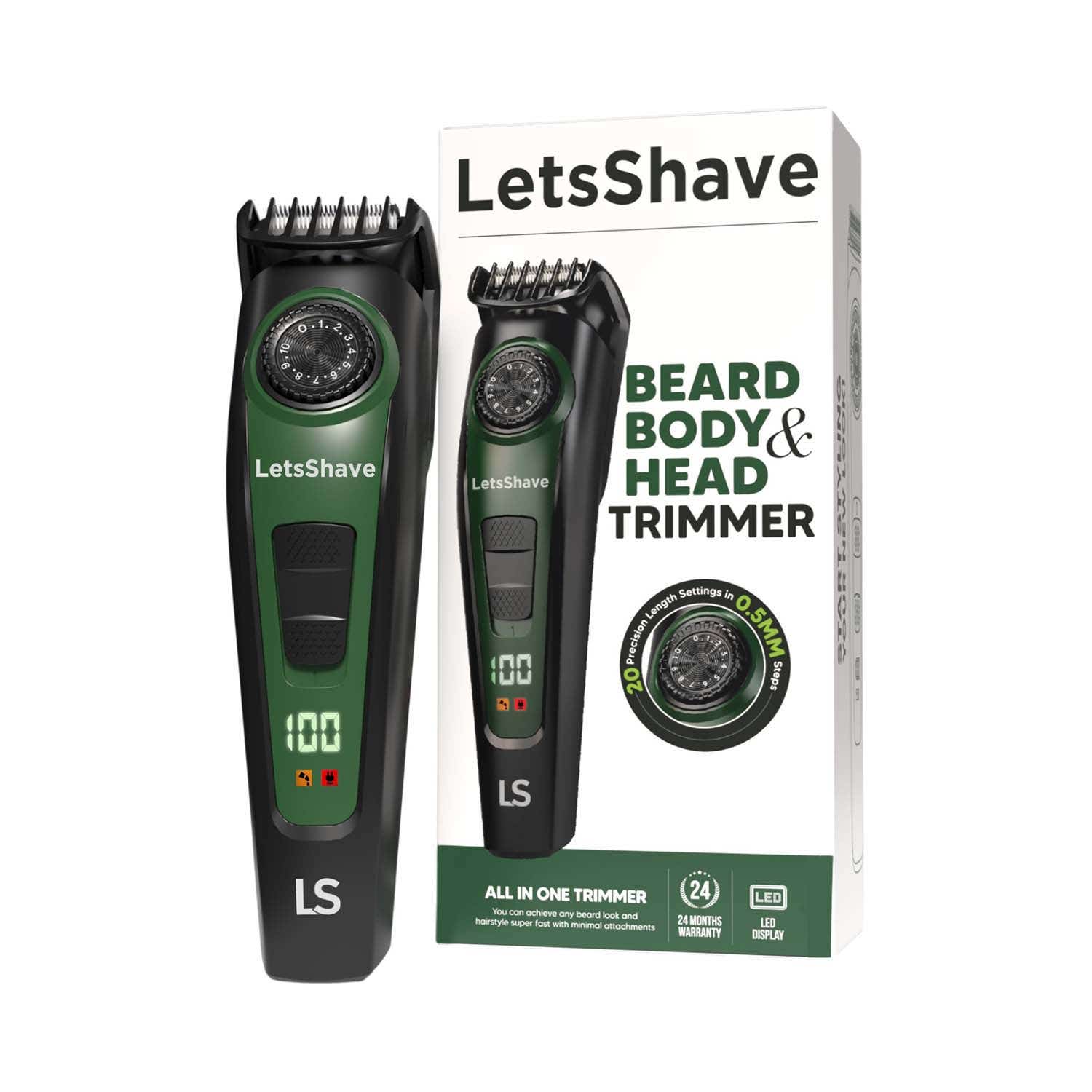LetsShave | LetsShave Beard, Body & Head Fully Waterproof Trimmer with 20 Settings