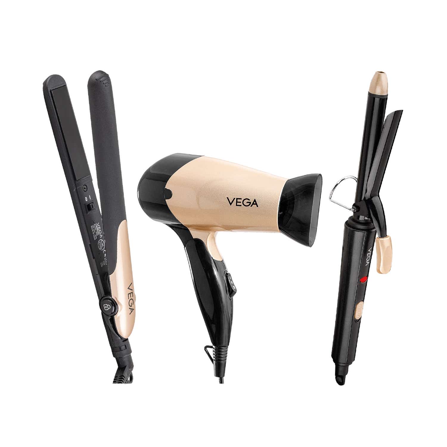 Vega | Vega Miss Versatile Styling Set Straightener, Curler & Dryer Gift Combo for Women Black (VHSS-03)