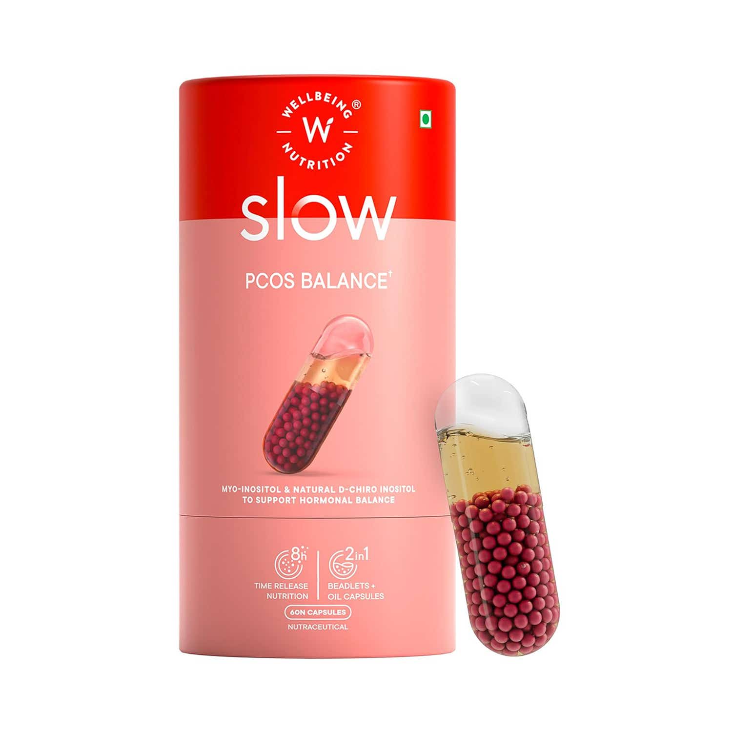 Wellbeing Nutrition | Wellbeing Nutrition Slow PCOS Supplement Veg Capsules for Women Caronositol Weight Management