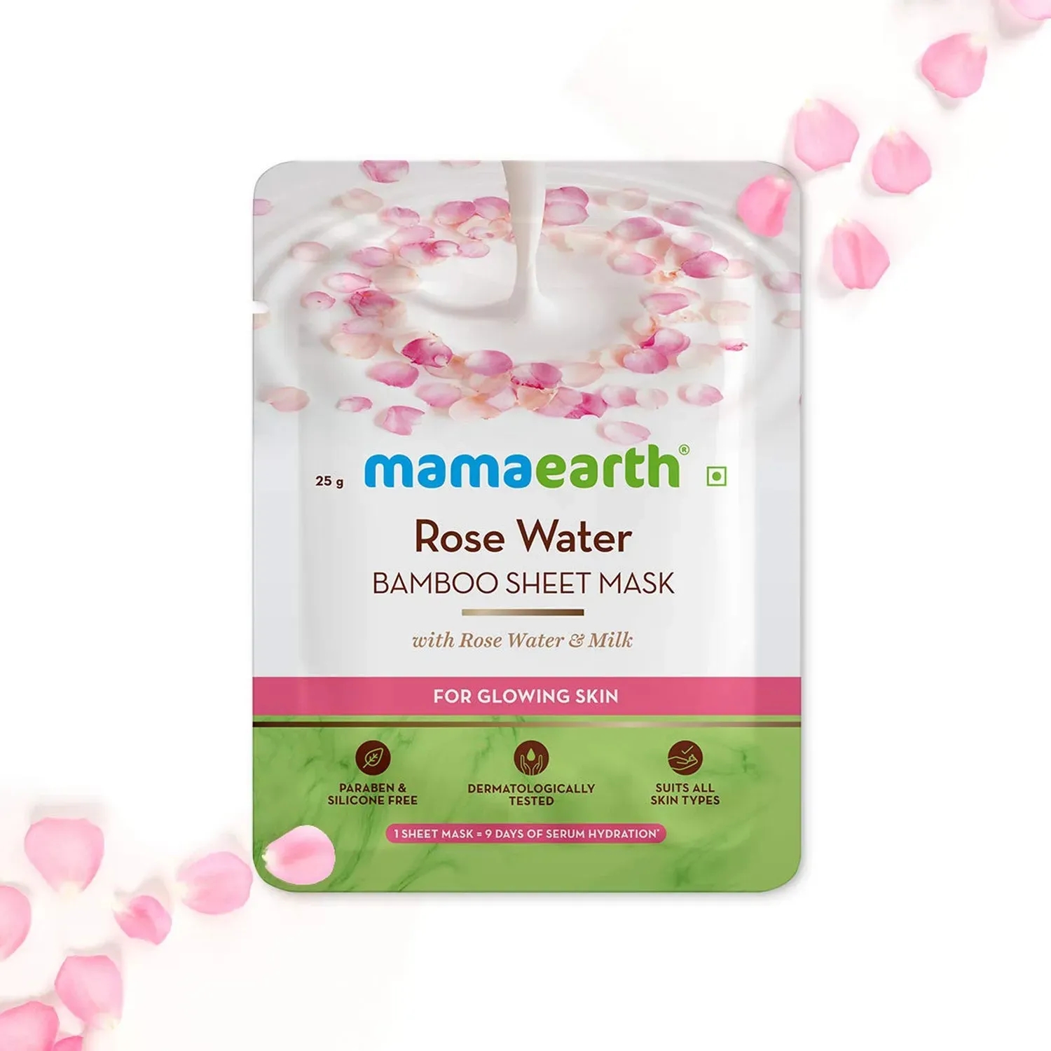 Mamaearth | Mamaearth Rose Water Bamboo Sheet Mask with Rose Water & Milk (25g)