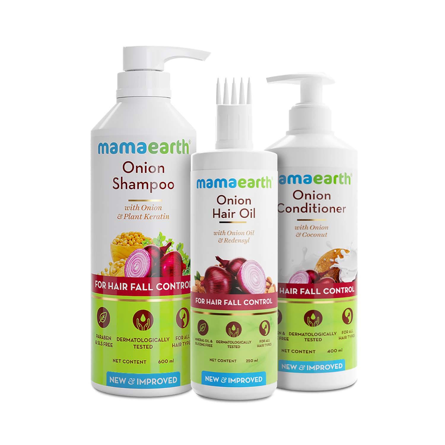 Mamaearth | Mamaearth Onion Oil (250ml) + Onion Shampoo (600ml) + Onion Conditioner (400ml) Combo