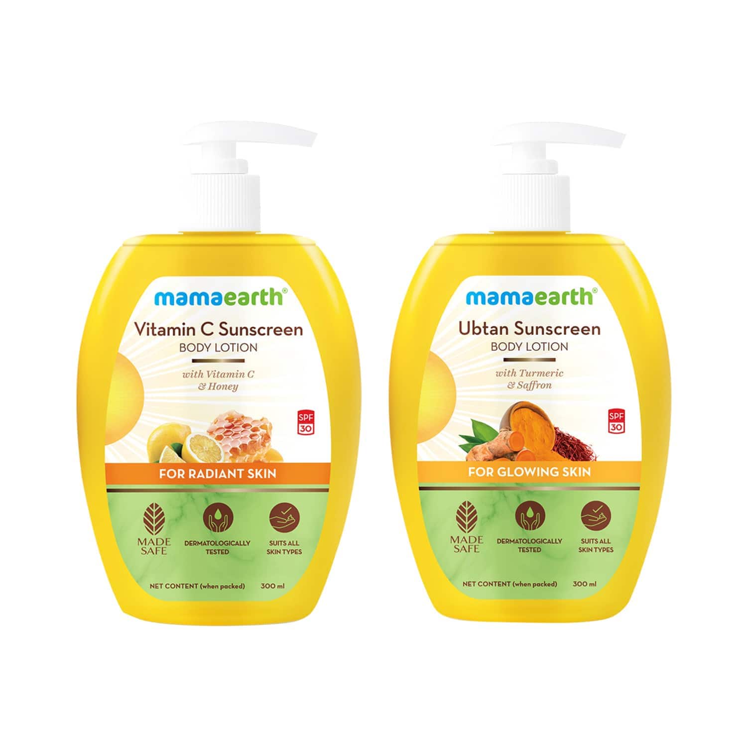 Mamaearth | Mamaearth Winter Body Lotion Duo (Ubtan + Vitamin C Body Lotions) - (300 ml x 2) Combo