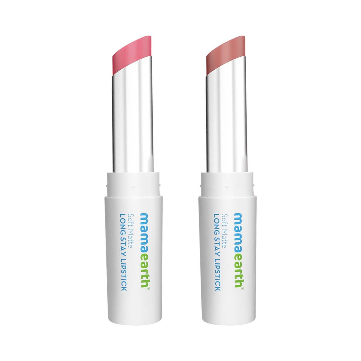 Mamaearth | Mamaearth Soft Matte Long Stay Lipstick Duo ( 3.5 g X 2) Combo
