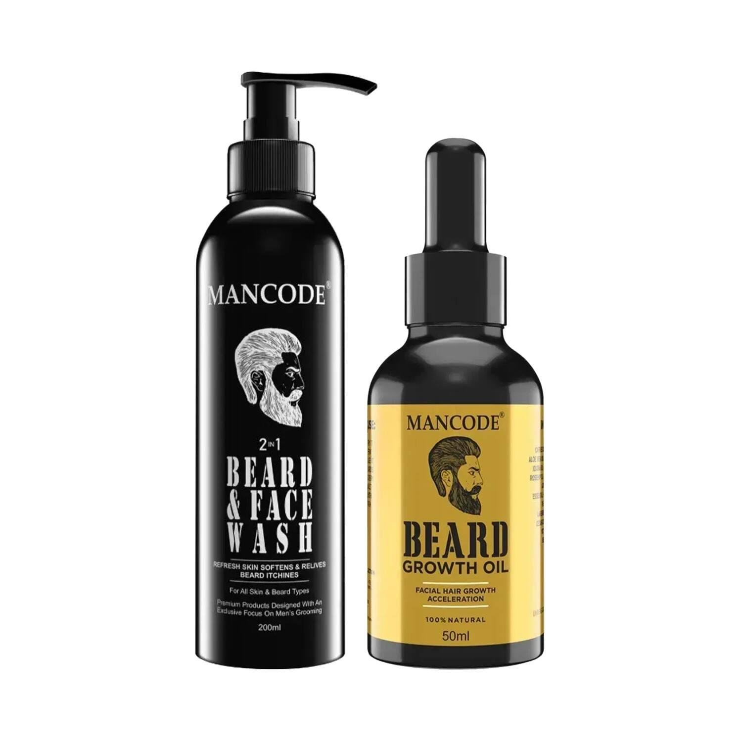 Buy Mancode 2 In 1 Beard And Face Wash 200 Ml And Beard Growth Oil 50 Ml Combo Mancode Tira 9687