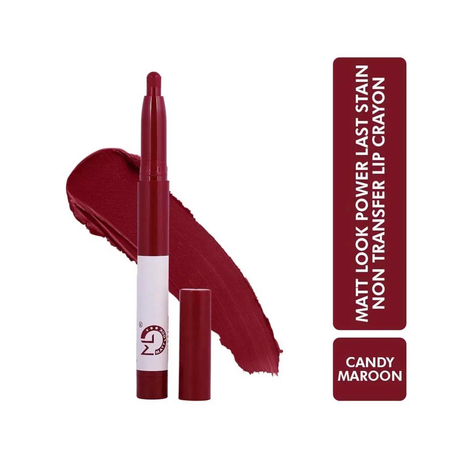 Matt Look Power Last Lip Stain Crayon Lipstick - Candy Maroon (1.3g)