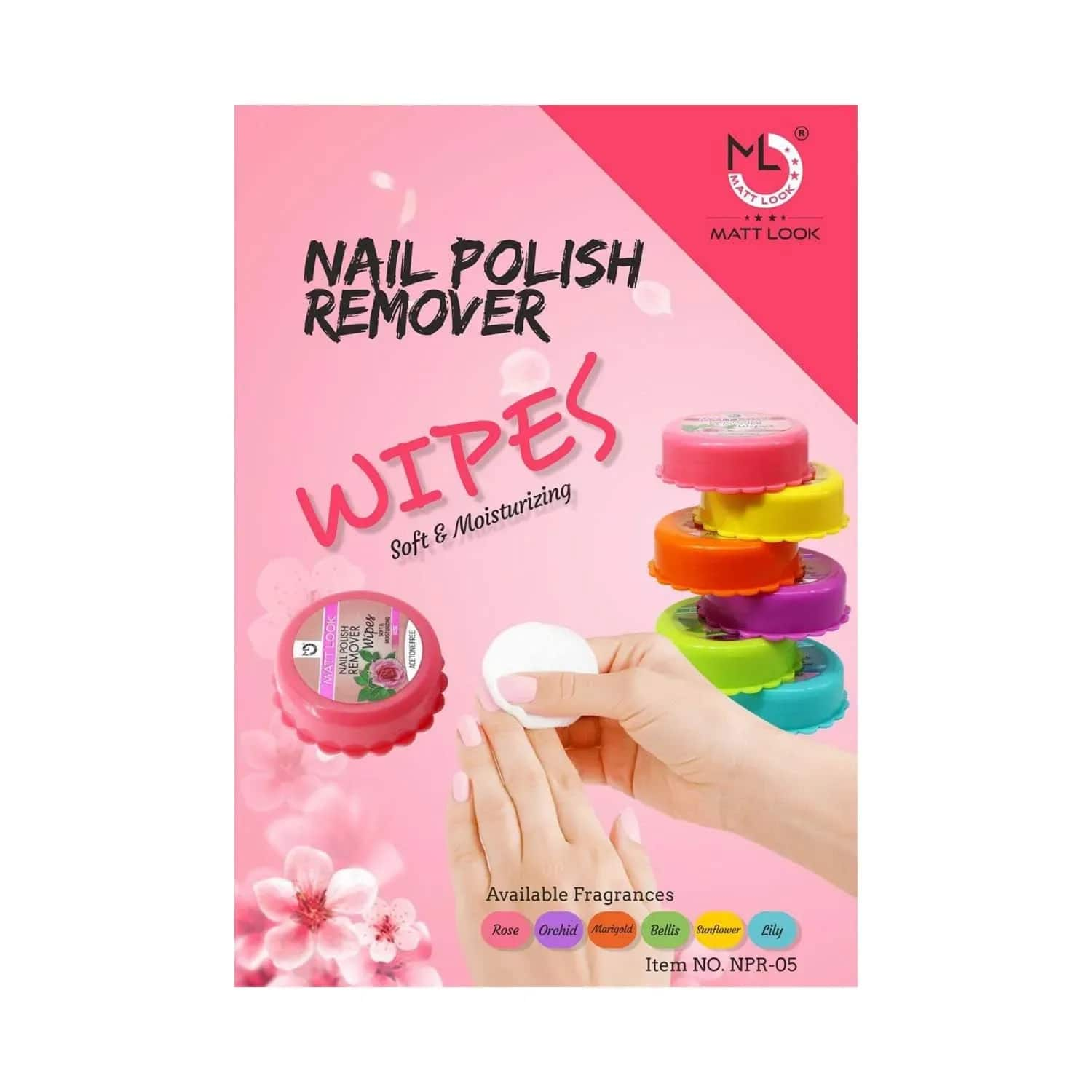 Matt Look | Matt Look Rose Nail Polish Remover Wipes - (25 Pcs)