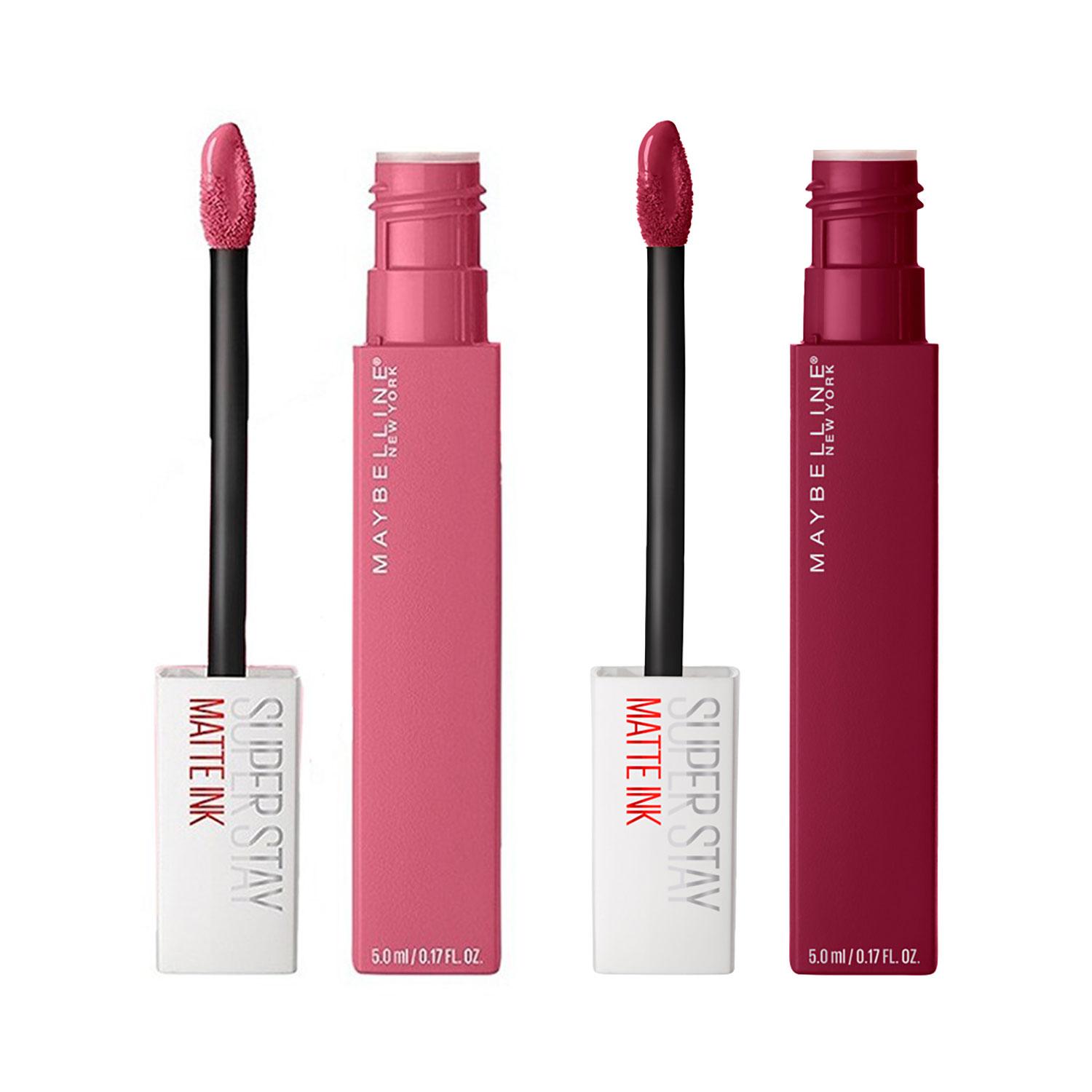 Maybelline New York Super Stay Matte Ink Liquid Lipstick Pack of 2 (Shades 115 & 125)