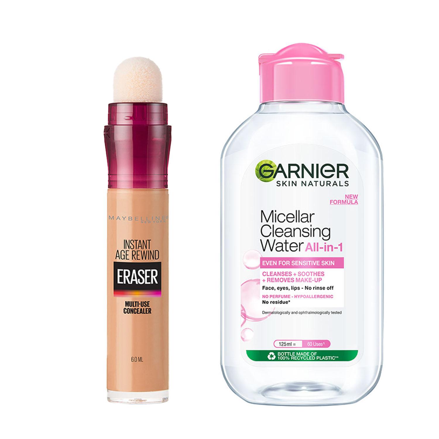Maybelline New York | Maybelline New York Instant Age Rewind Concealer, Medium with Garnier Micellar Cleansing Water Combo
