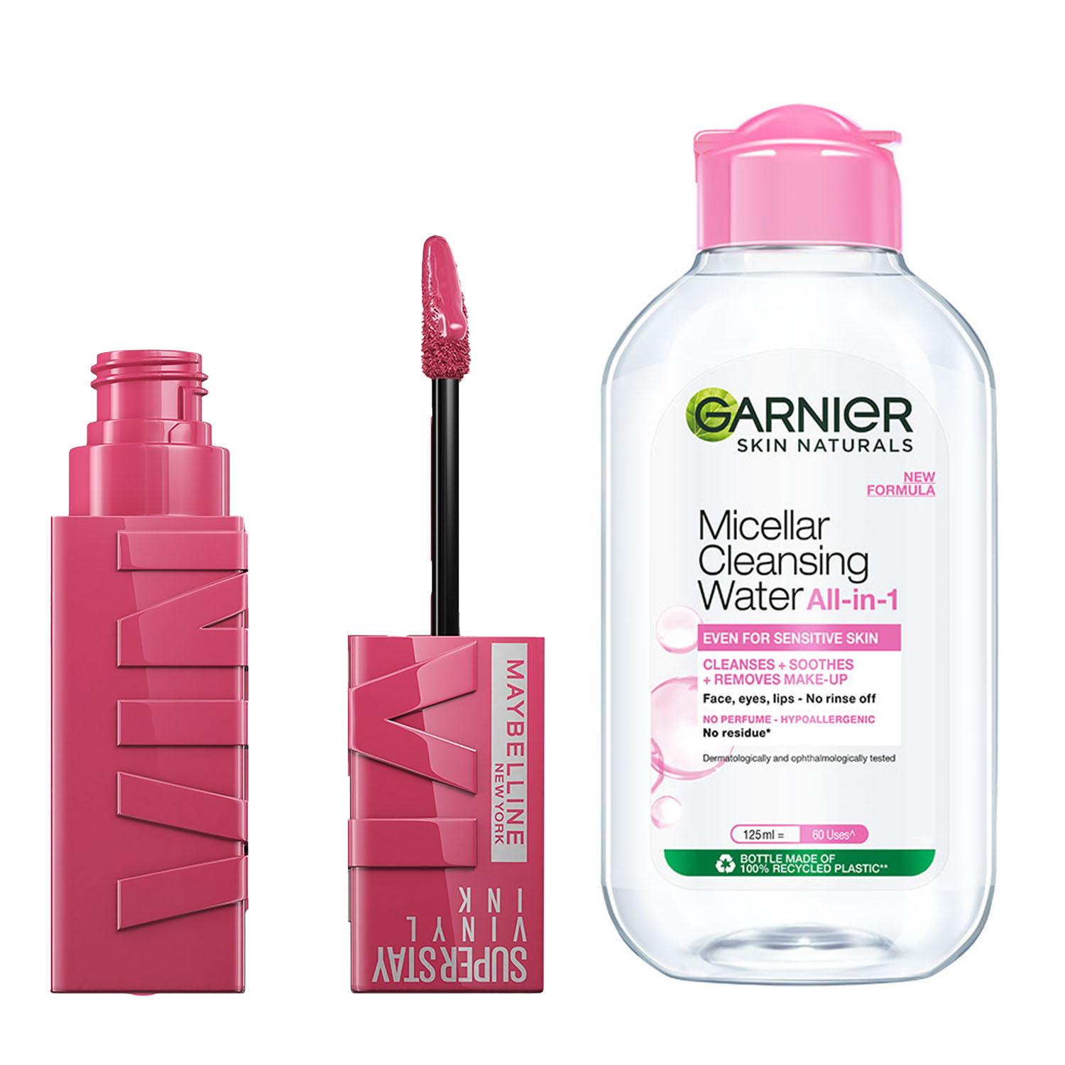 Maybelline New York | Maybelline Superstay Vinyl Ink Liquid Lipstick, Coy with Garnier Micellar Cleansing Water Combo