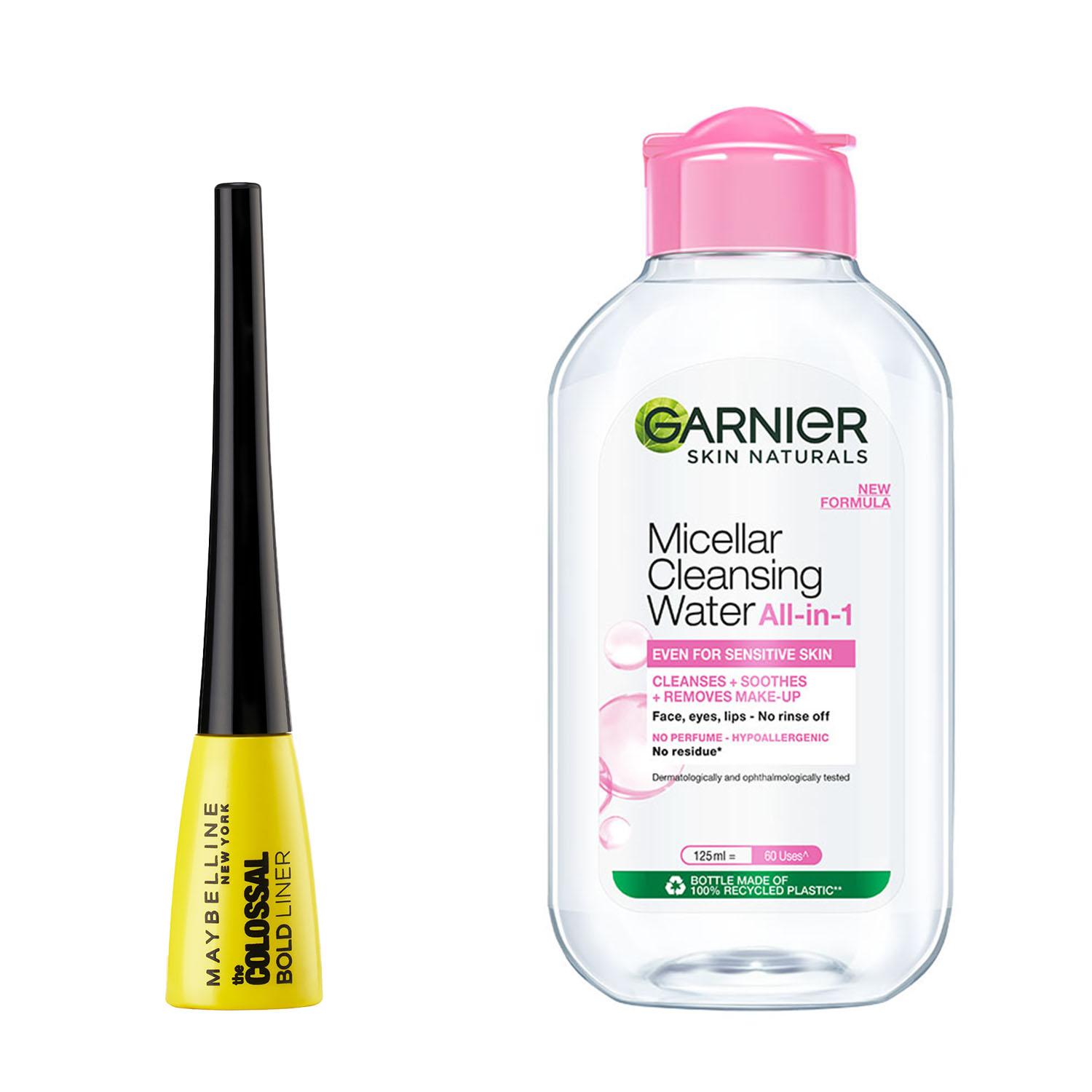 Maybelline New York | Maybelline New York Colossal Bold Eyeliner, Black, with Garnier Micellar Cleansing Water Combo