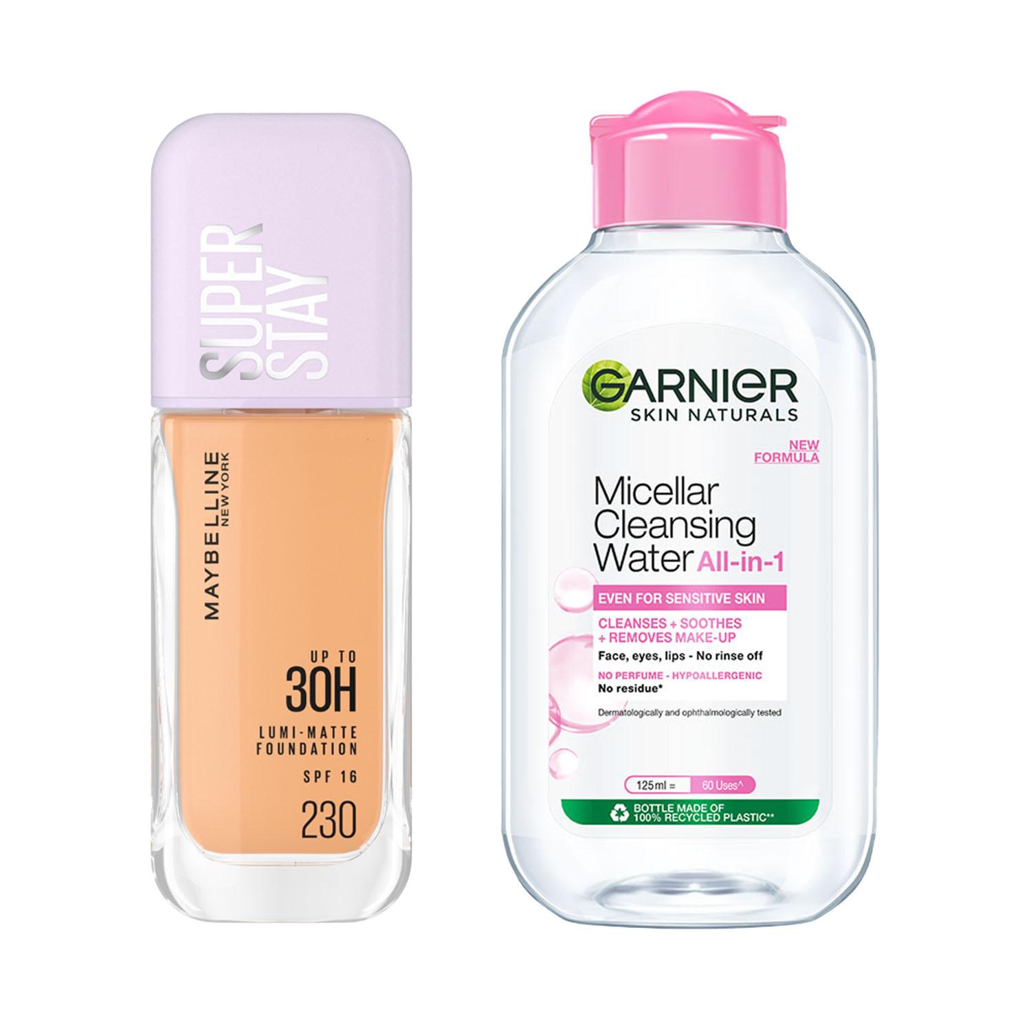 Maybelline New York | Maybelline New York Super Stay Lumi-Matte Liquid Foundation 230 + Garnier Micellar Water Combo