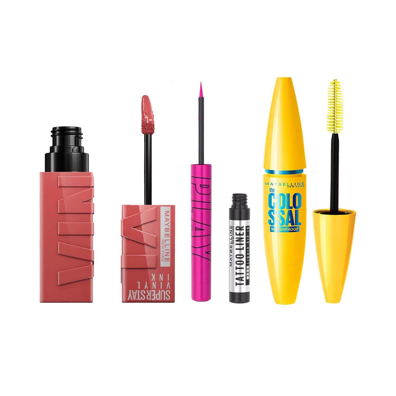 Maybelline New York | Maybelline New York Edgy Dolled Up : Concert Glam Combo - Eyeliner, Lipstick, Mascara