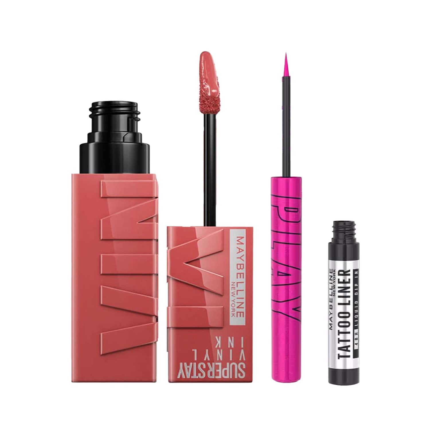 Maybelline New York | Maybelline New York Edgy Dolled Up Duo - Lipstick & Eyeliner : Concert-Proof Look Essentials