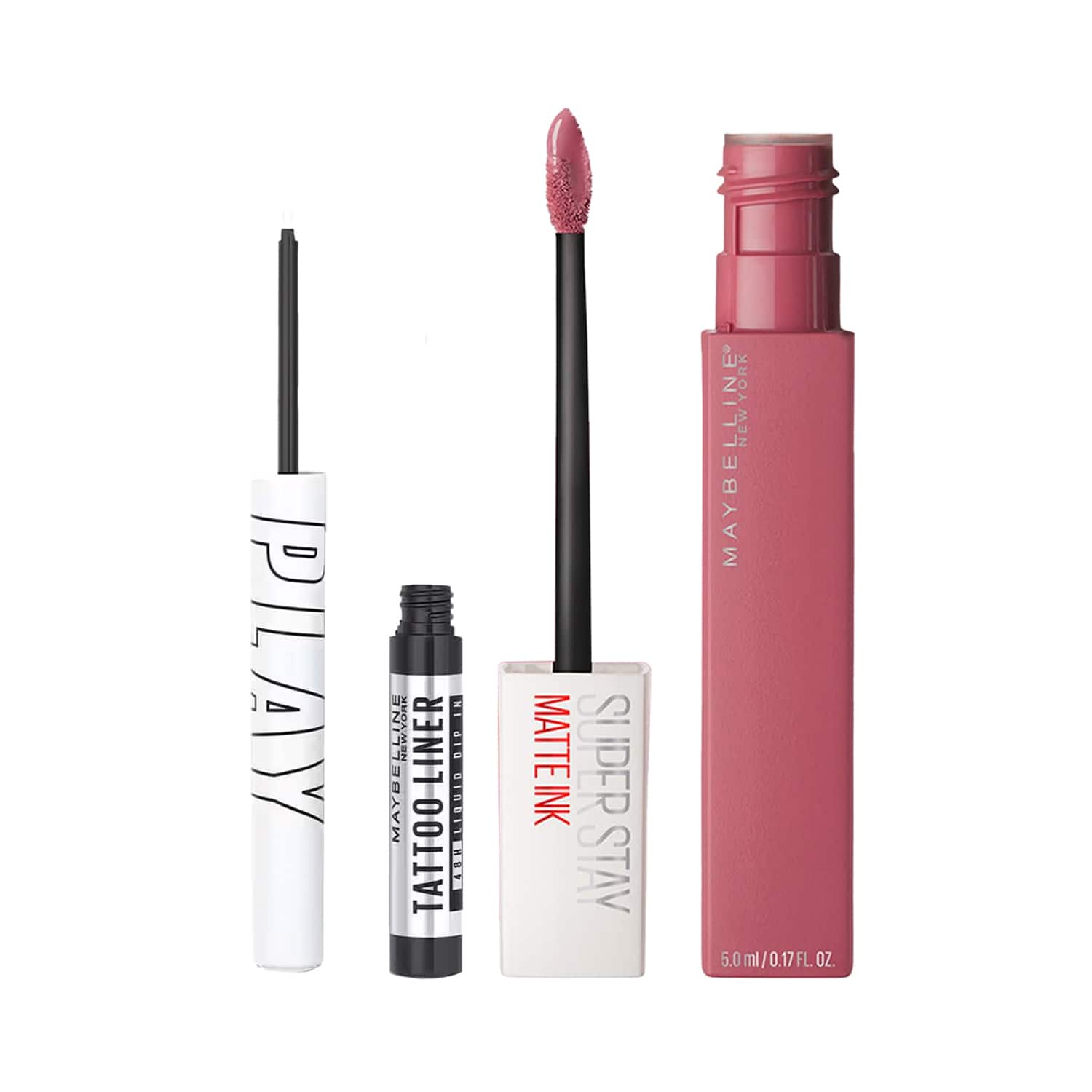 Maybelline New York | Maybelline New York Cold Girl Makeup Duo - Eyeliner + Lipstick : Concert-Proof Look Essentials