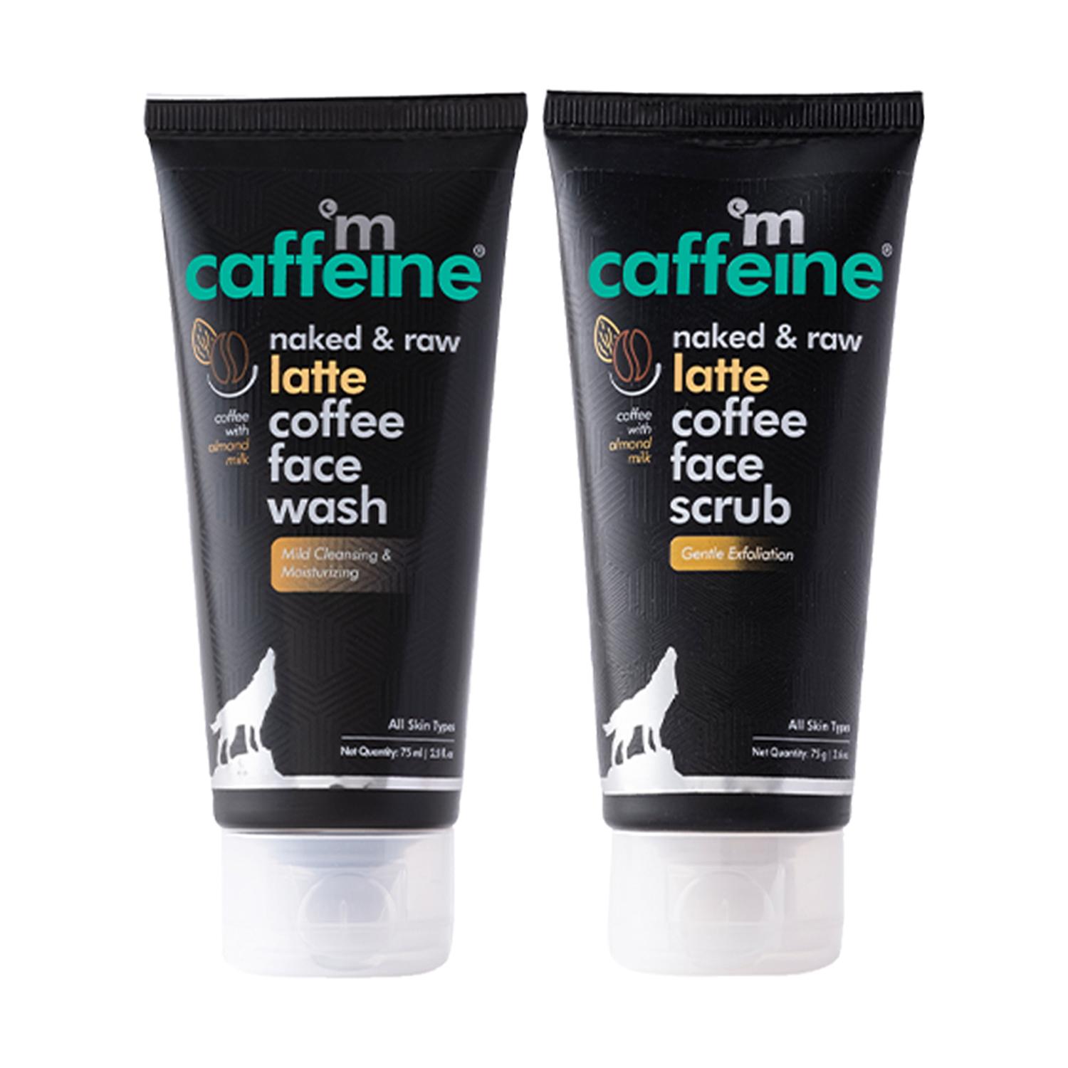 mCaffeine | mCaffeine Coffee Face Wash & Scrub Combo Reduces Acne Pimple & Tan Gives Glowing Skin Pack of 2