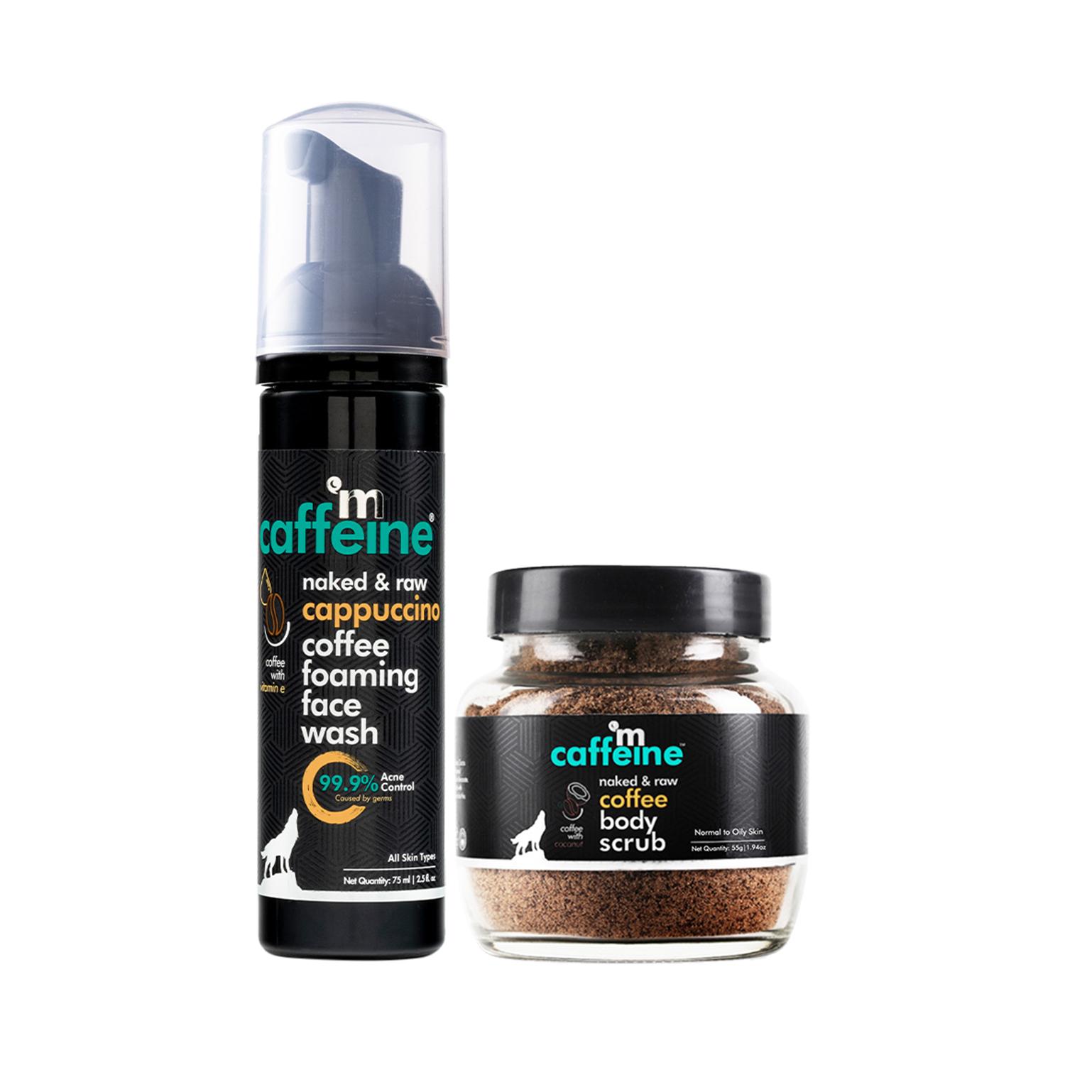 mCaffeine | mCaffeine Exfoliating Coffee Body Scrub & Anti Acne Foaming Face Wash Skincare Combo Scrub Combo