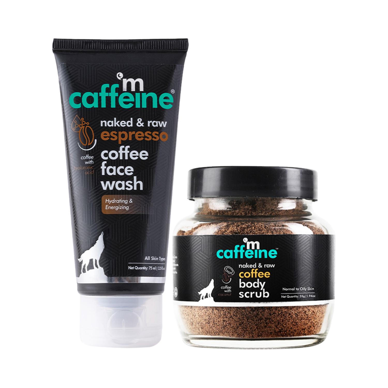 mCaffeine | mCaffeine Face & Body Care Combo with Coffee Body Scrub & Face Wash - Cleanse & Exfoliate Pack of 2
