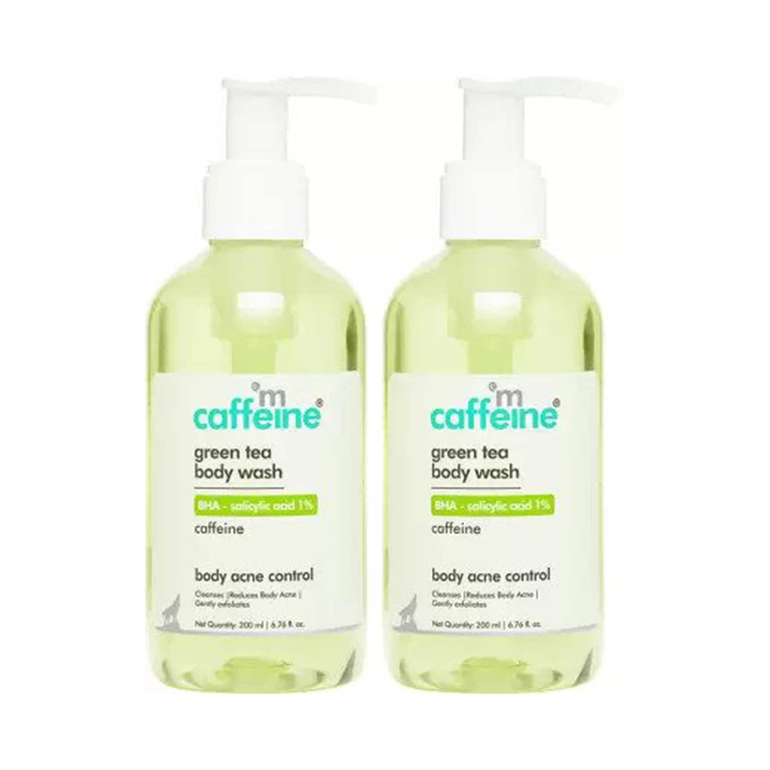 mCaffeine | mCaffeine Green Tea & 1% Salicylic Acid Body Wash for Women & Men Prevents Acne Combo