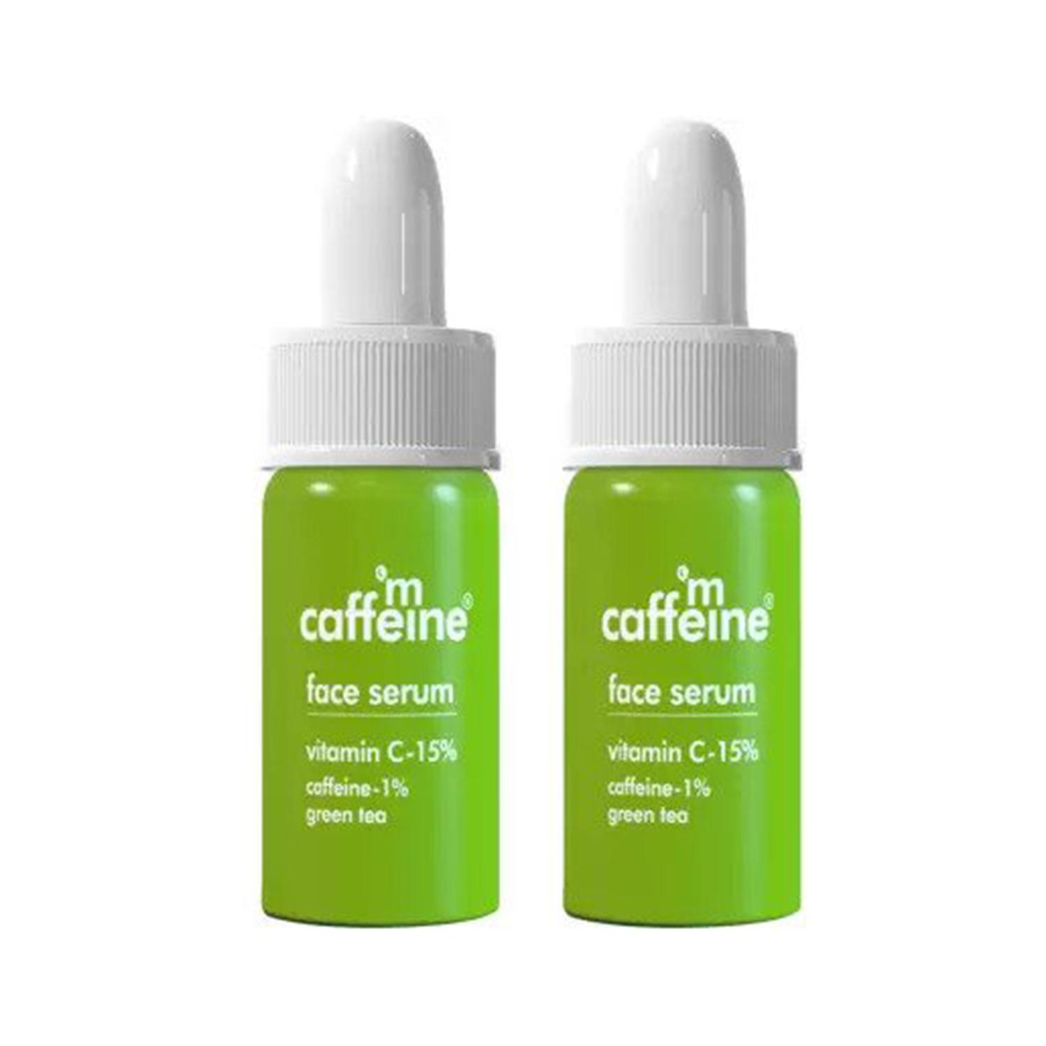 mCaffeine Green Tea 15% Vitamin C Face Serum for Glowing Skin Combo