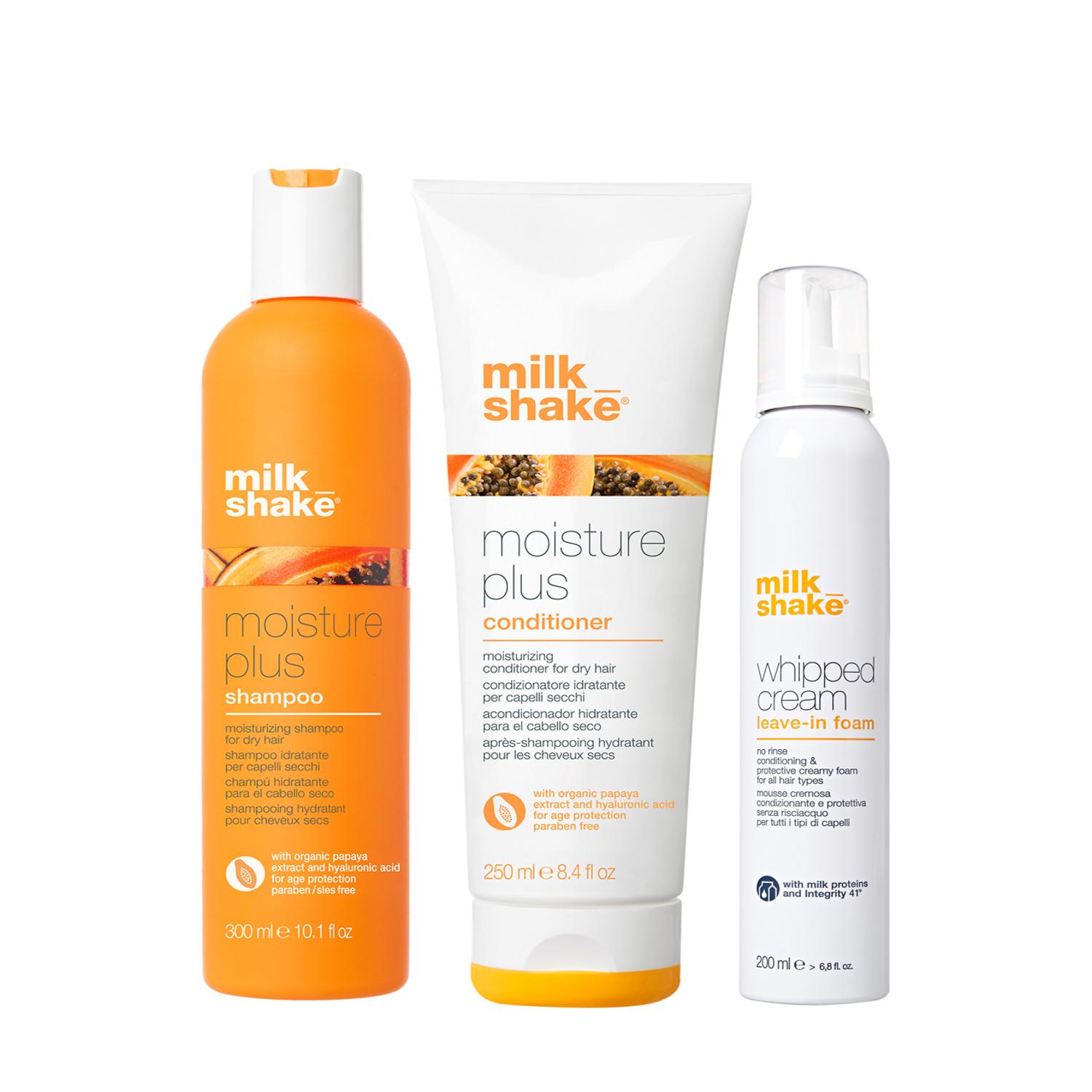 Milk Shake | Milk Shake Moisture Plus Shampoo, Conditioner and Whipped Cream Hydration Bundle Combo