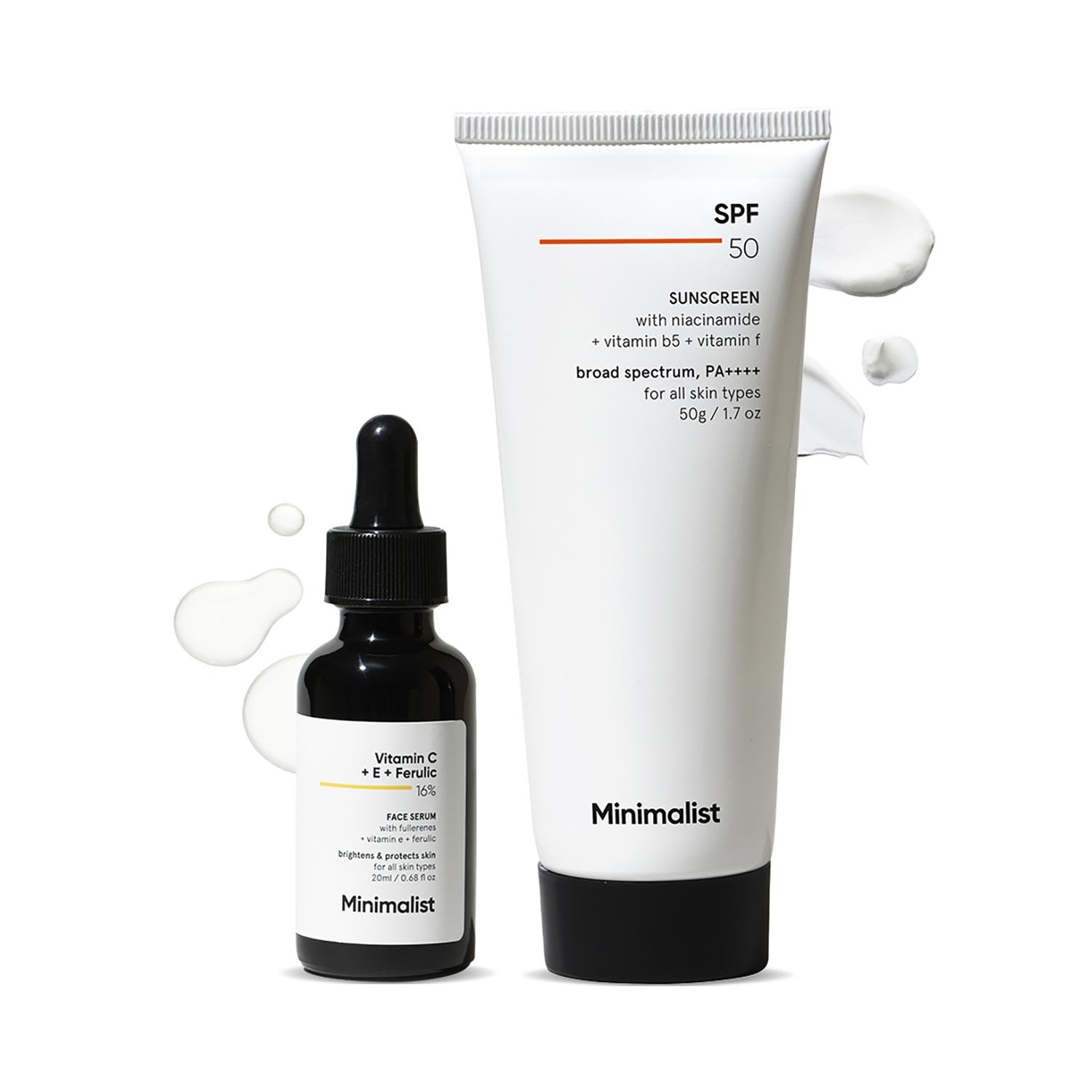 Minimalist | Minimalist Ultimate Duo for Collagen Boost and Skin Protection - Sunscreen +  Face Serum Combo