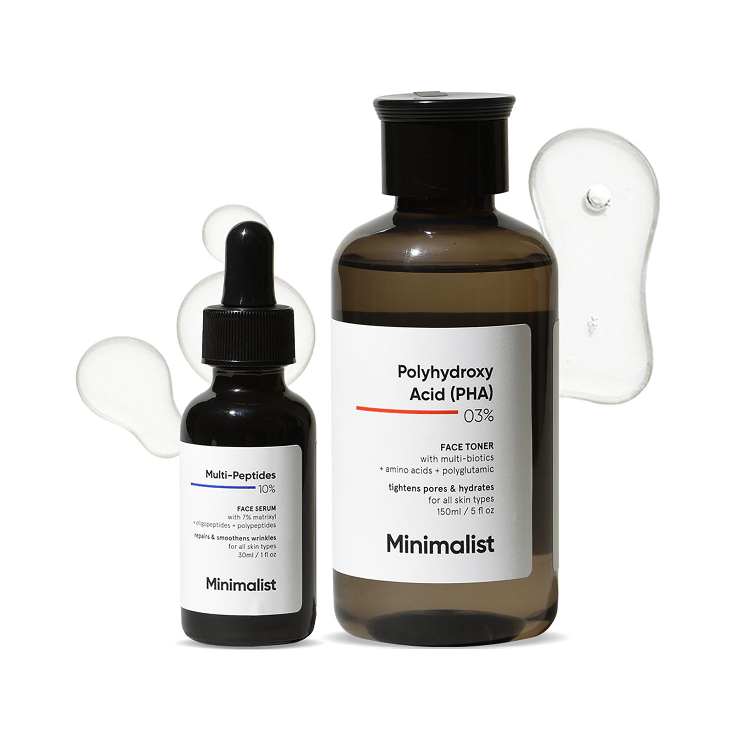 Minimalist | Minimalist Hydration Duo Multi Peptide Night Serum + Pha 03% Face Toner With Multi Biotics Combo