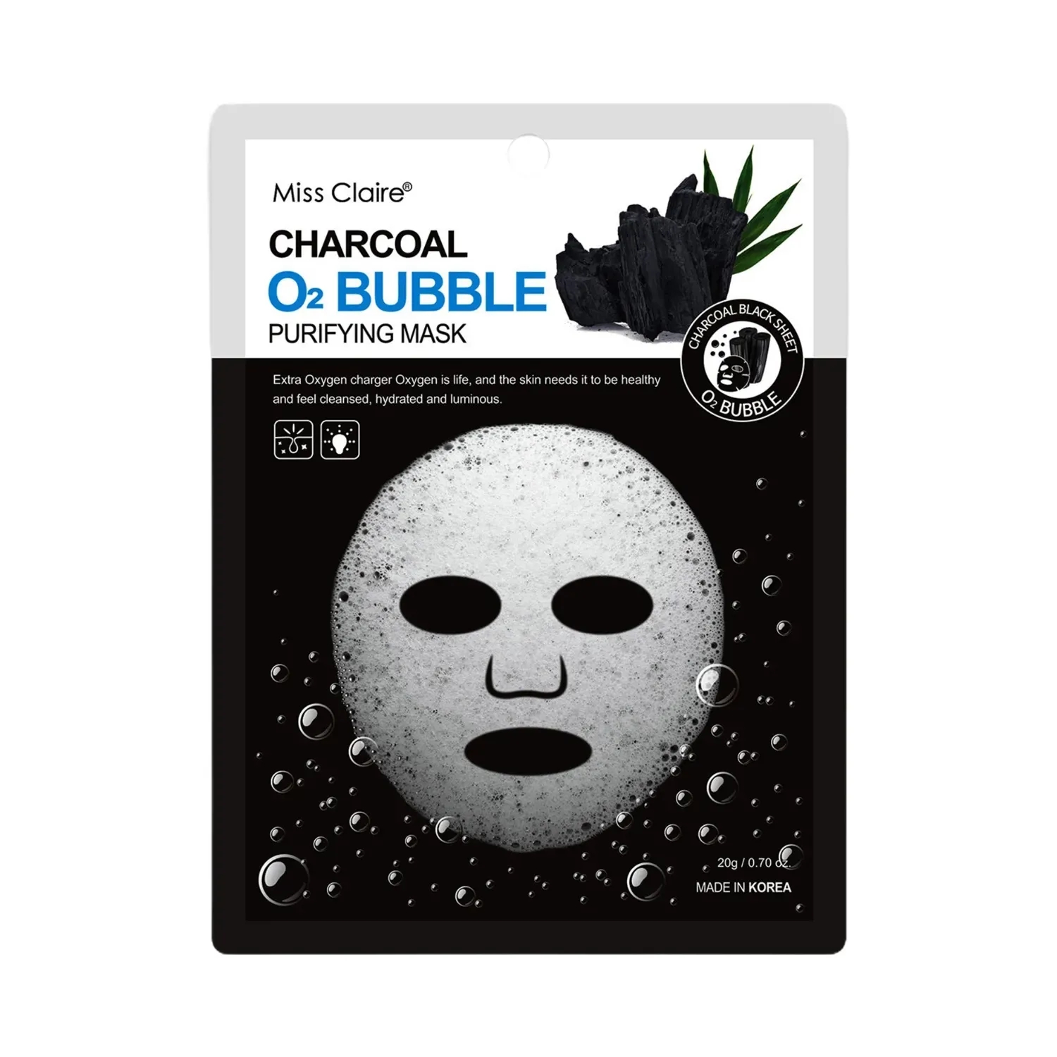Miss Claire | Miss Claire Charcoal O2 Bubble Purifying Mask - (20g)