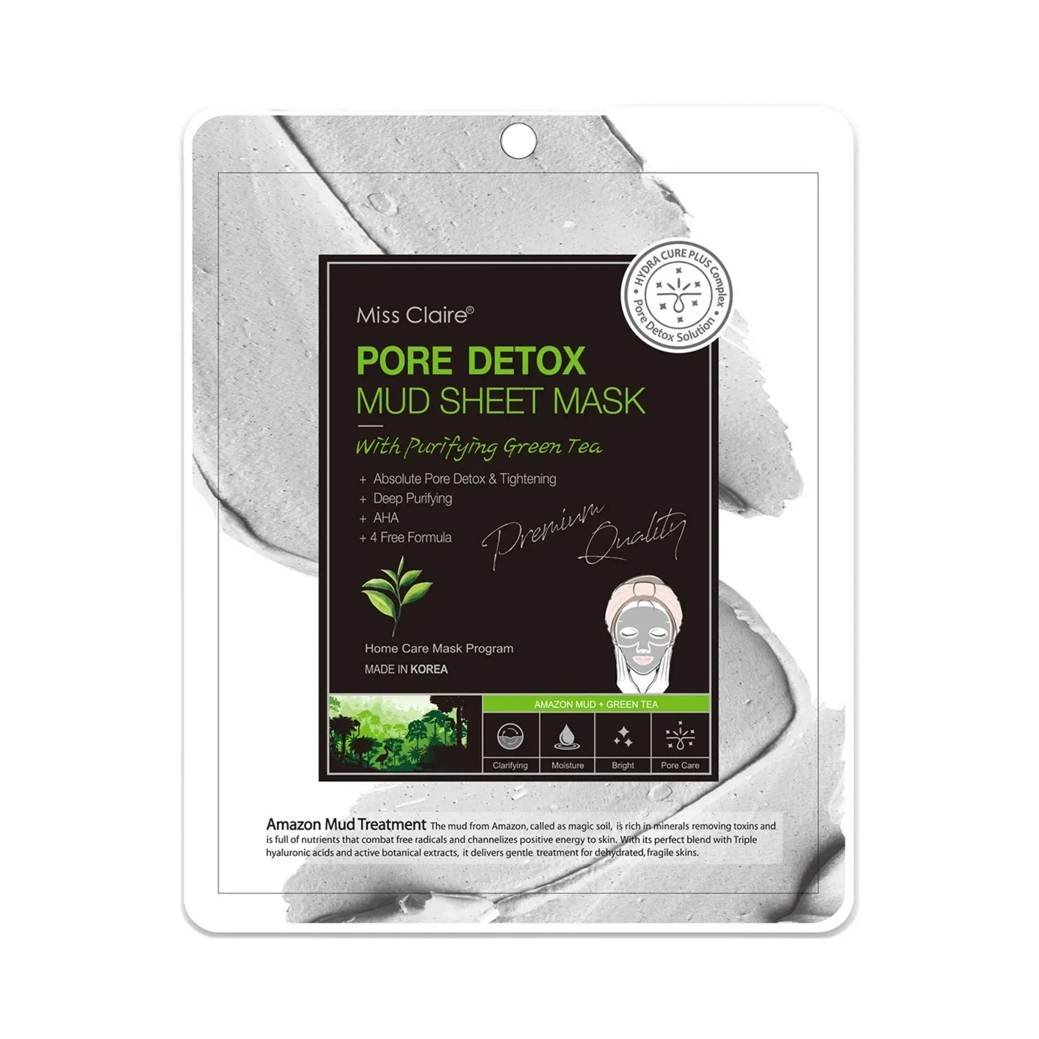 Miss Claire Pore Detox Mud Sheet Mask With Purifying Green Tea - (15g)
