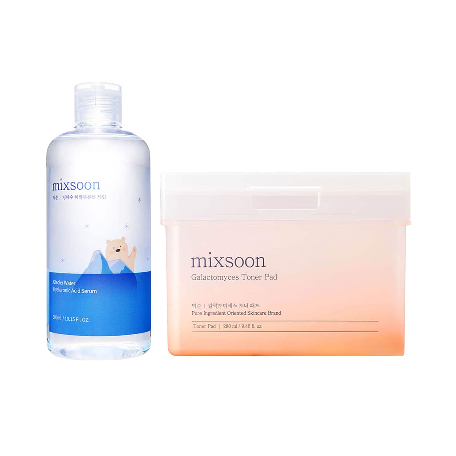 Mixsoon | Mixsoon Cool & Clear Duo – Toner Pad & Glacier Water Hyaluronic Serum for Hydration and Glow Combo