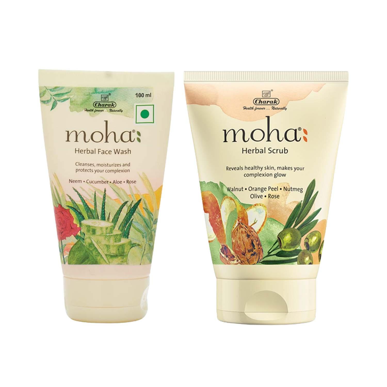 Moha | Moha Herbal Face Wash & Moha Herbal Face Scrub Bright Skin Combo (100 ml + 100 g)