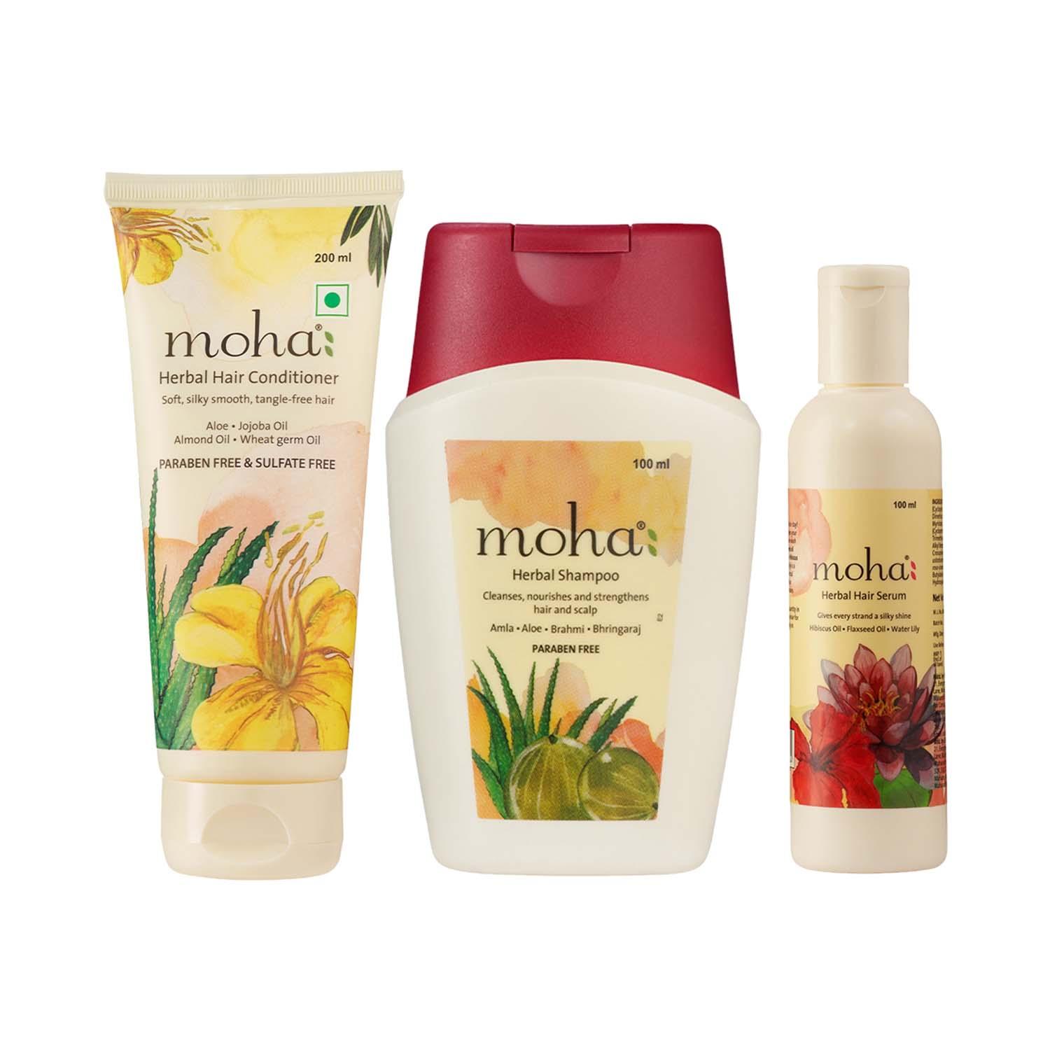 Moha | Moha Herbal Shampoo, Conditioner and Hair serum Total Repair Combo (200 ml+ 200 ml+ 100 ml)