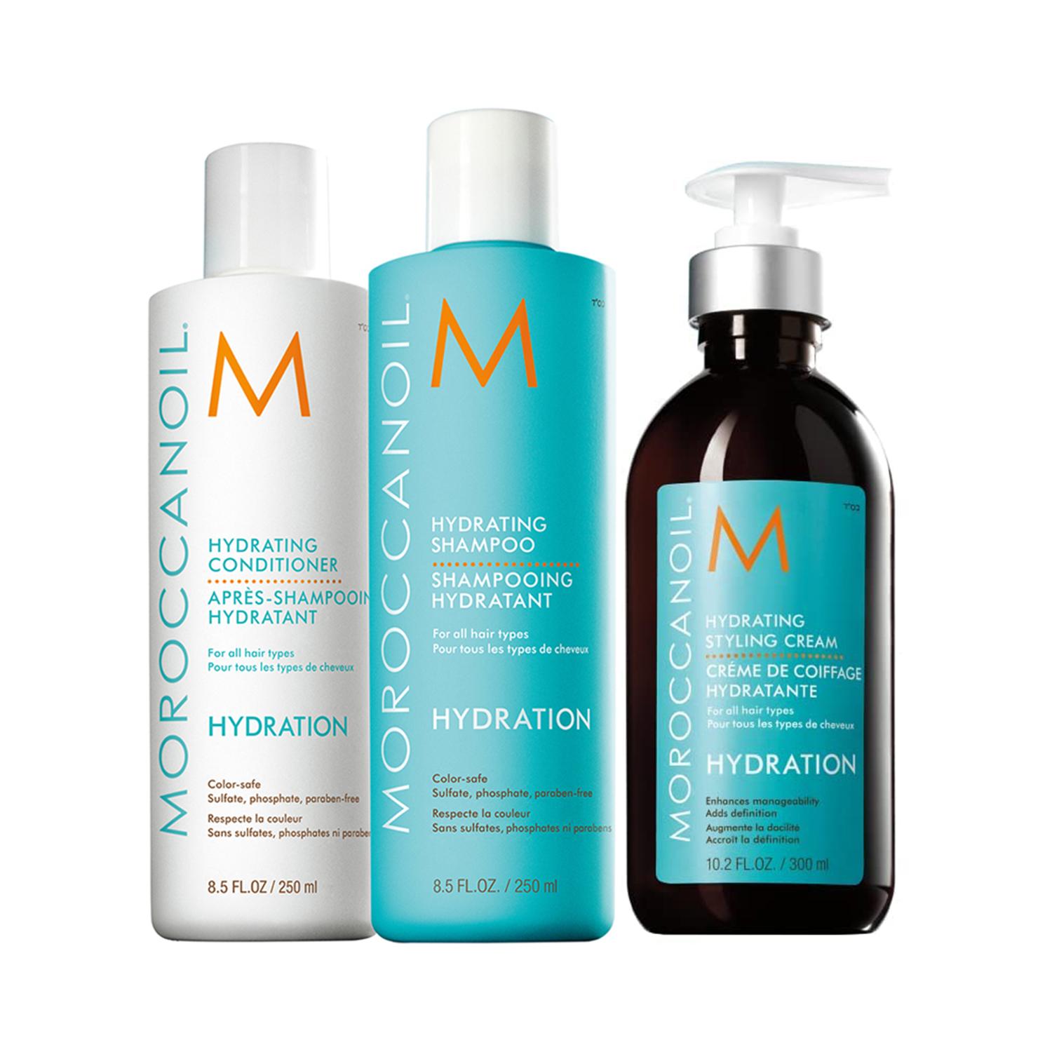 Moroccanoil Hydrating Shampoo, Hydrating Conditioner & Hydrating Styling Cream - Hydrating Combo