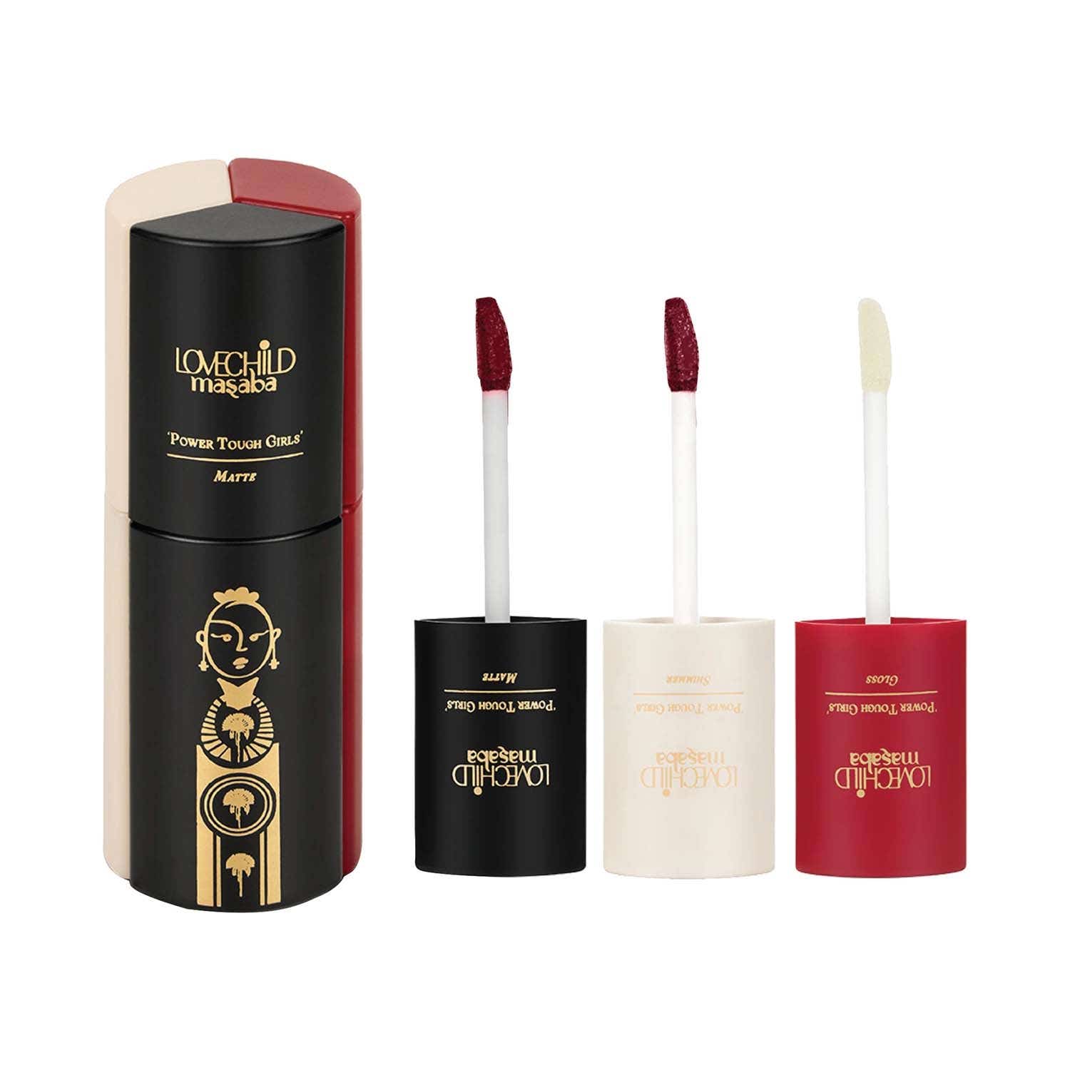 LoveChild Masaba | LoveChild Masaba Power Tough Girls 3-in-1 Lip Combo - Pow Wow (24 g)