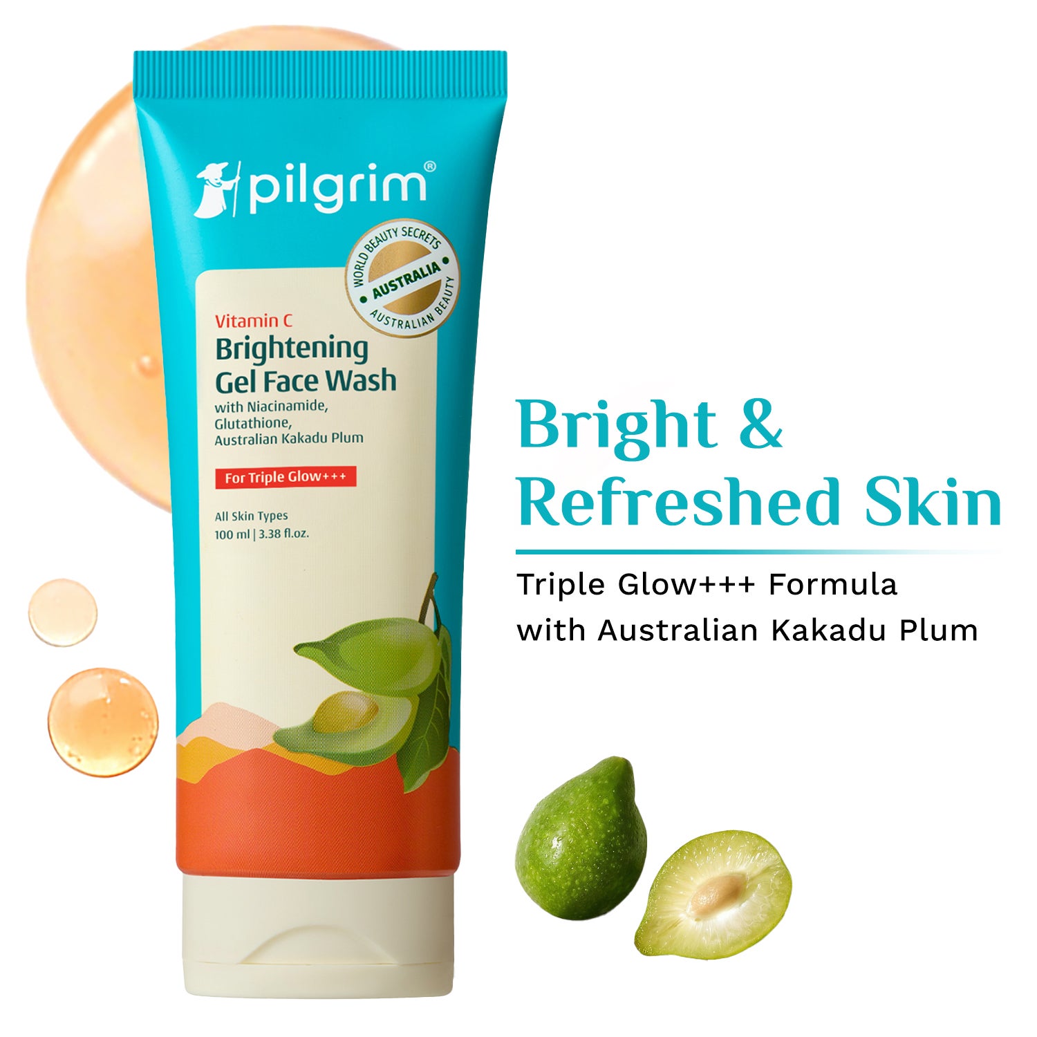Pilgrim Vitamin C Gel Face Wash With Kakadu Plum & Lime Pearl (100ml)