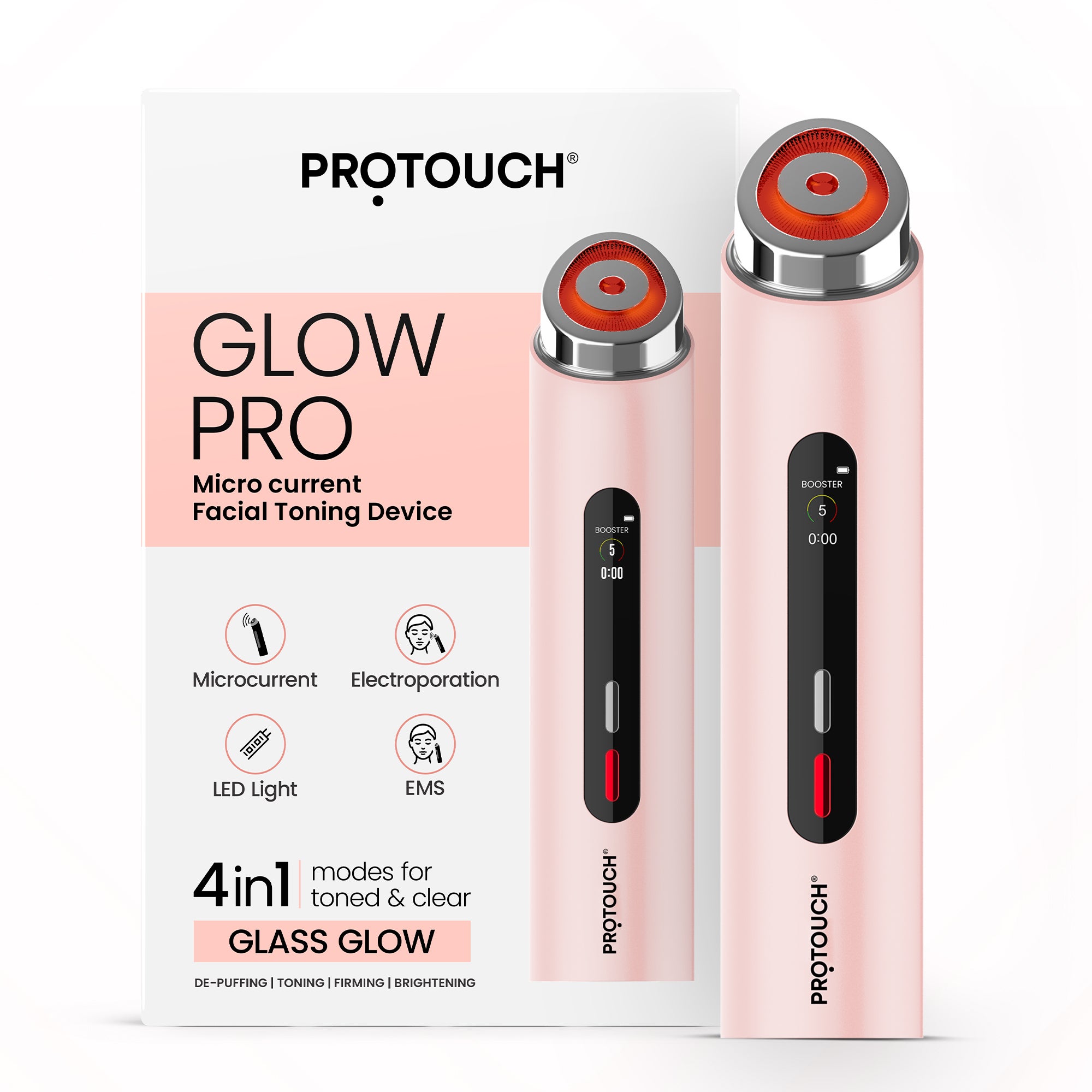 Protouch | Protouch Glow Pro Microcurrent Facial Toning Device - Blush