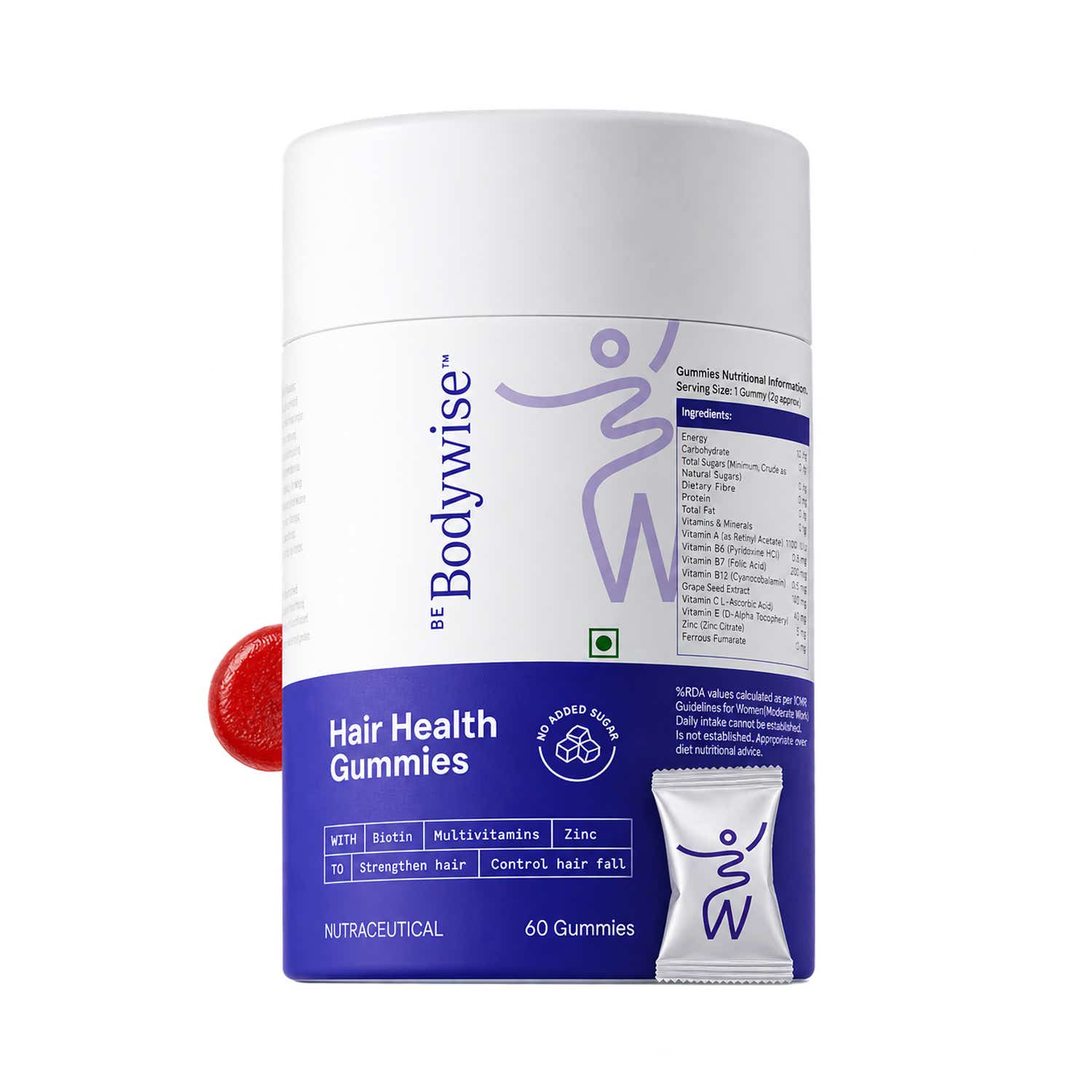 Be Bodywise | Be Bodywise Biotin Hair Gummies for Stronger Shinier Hair & Nails (60 pcs)