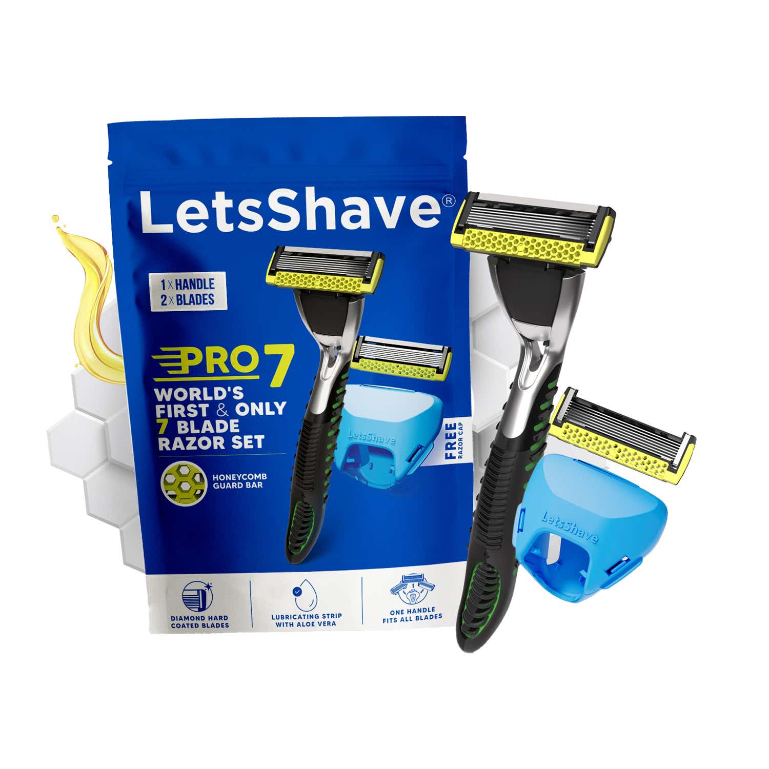 LetsShave | LetsShave Pro 7 World's First 7 Blade Razor for Men with Handle + 2 Blades (4 pcs)