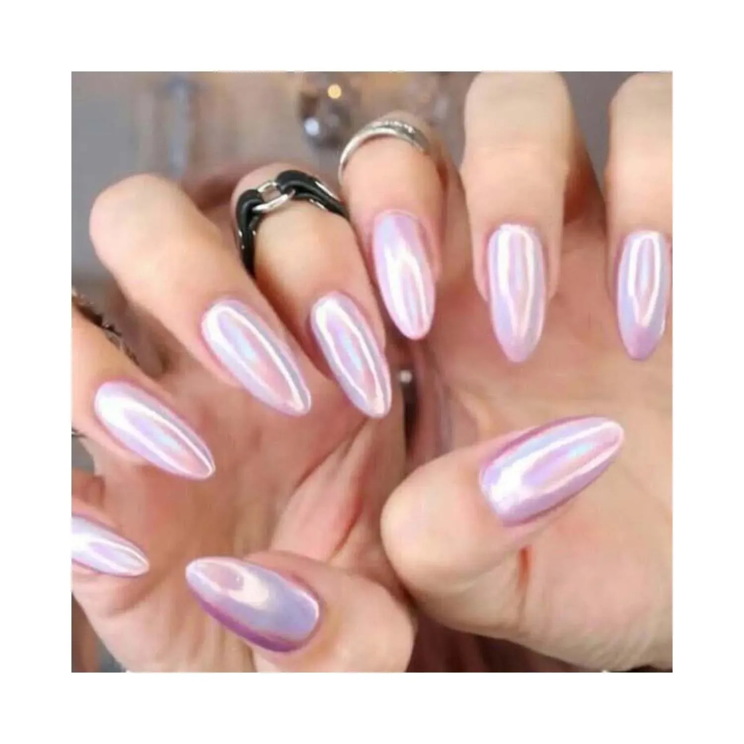 Nails On Board | Nails On Board Handmade Holographic Press On Gel Nails - Pink (Medium)
