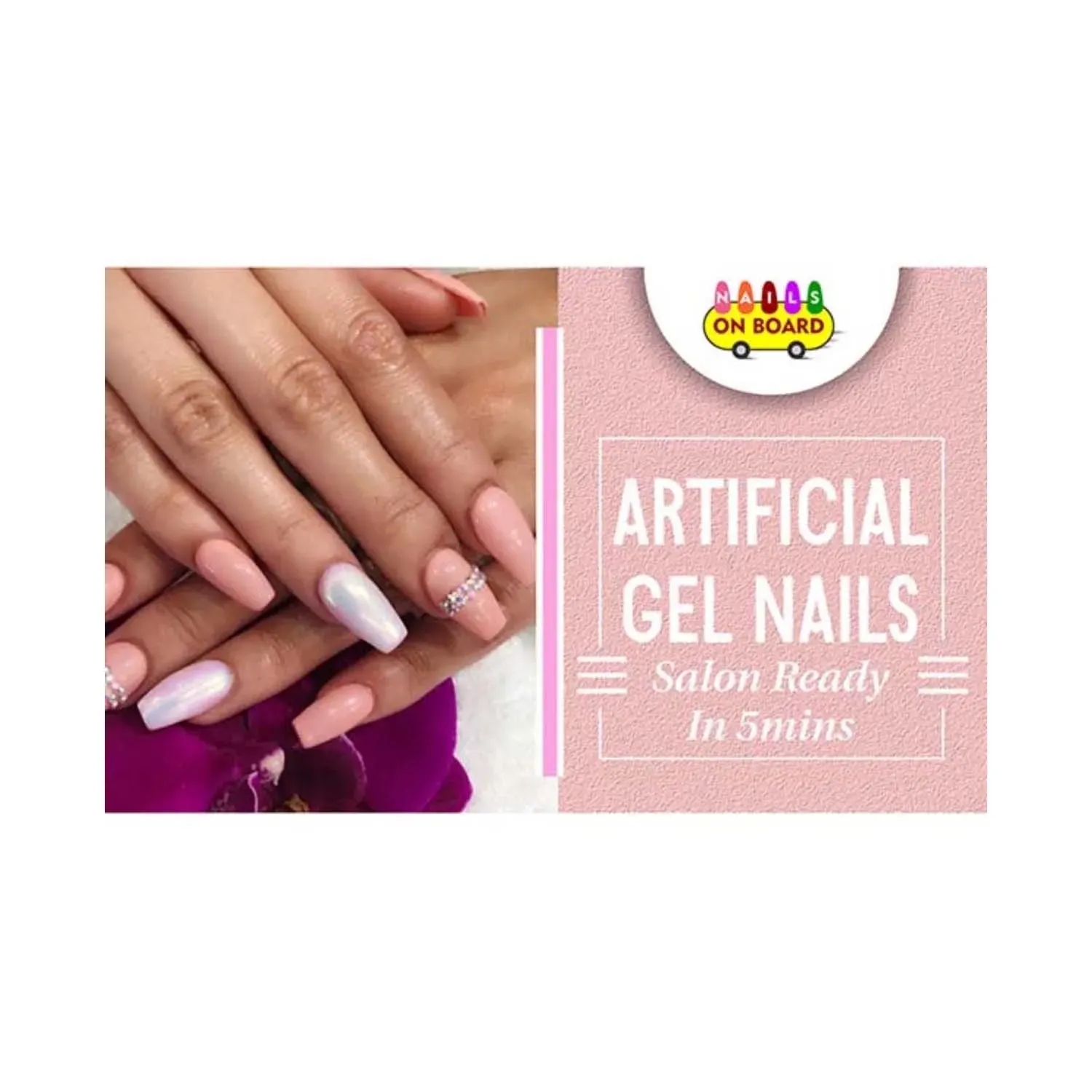 Nails On Board | Nails On Board Handmade Holographic Press On Gel Nails - Pink Nude (X Small)