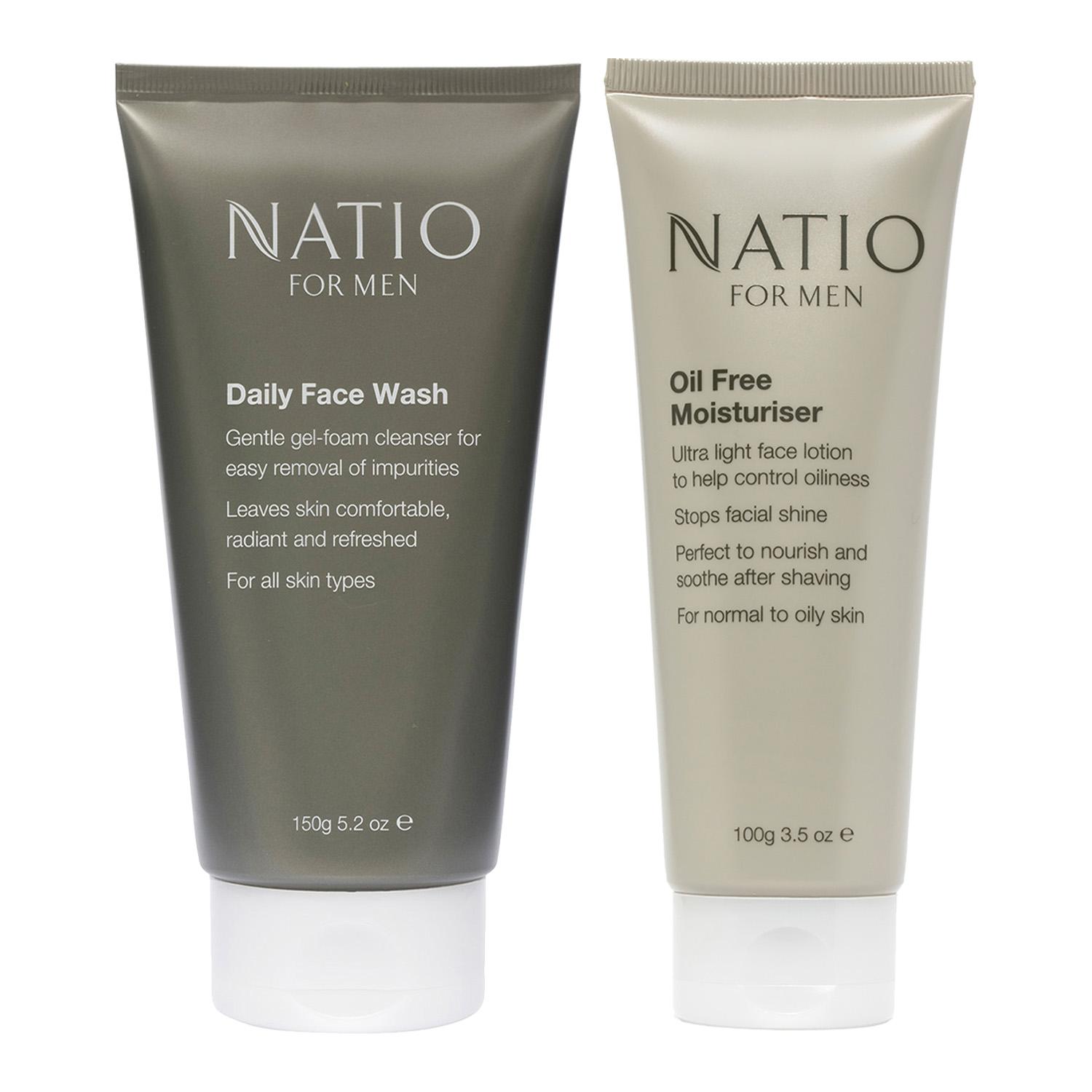 Natio | Natio For Men Daily Face Wash (150 g) & Men Oil Free Moisturiser (100 g) Combo