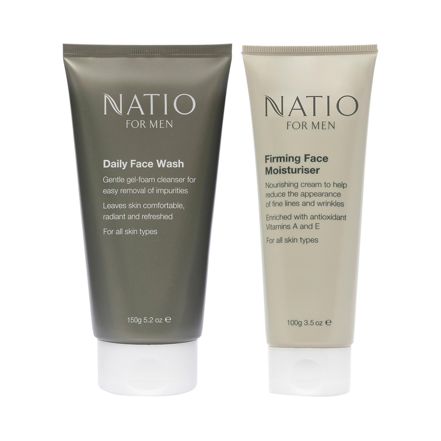 Natio | Natio For Men Daily Face Wash (150 g) Natio For Men Firming Face Moisturiser (100 g) Combo