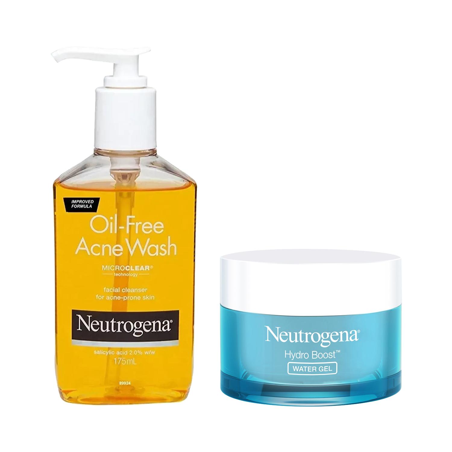Neutrogena | Neutrogena Best Selling Combo For Acne Prone Skin Hyaluronic Acid Water Gel + Oil Free Acne Wash