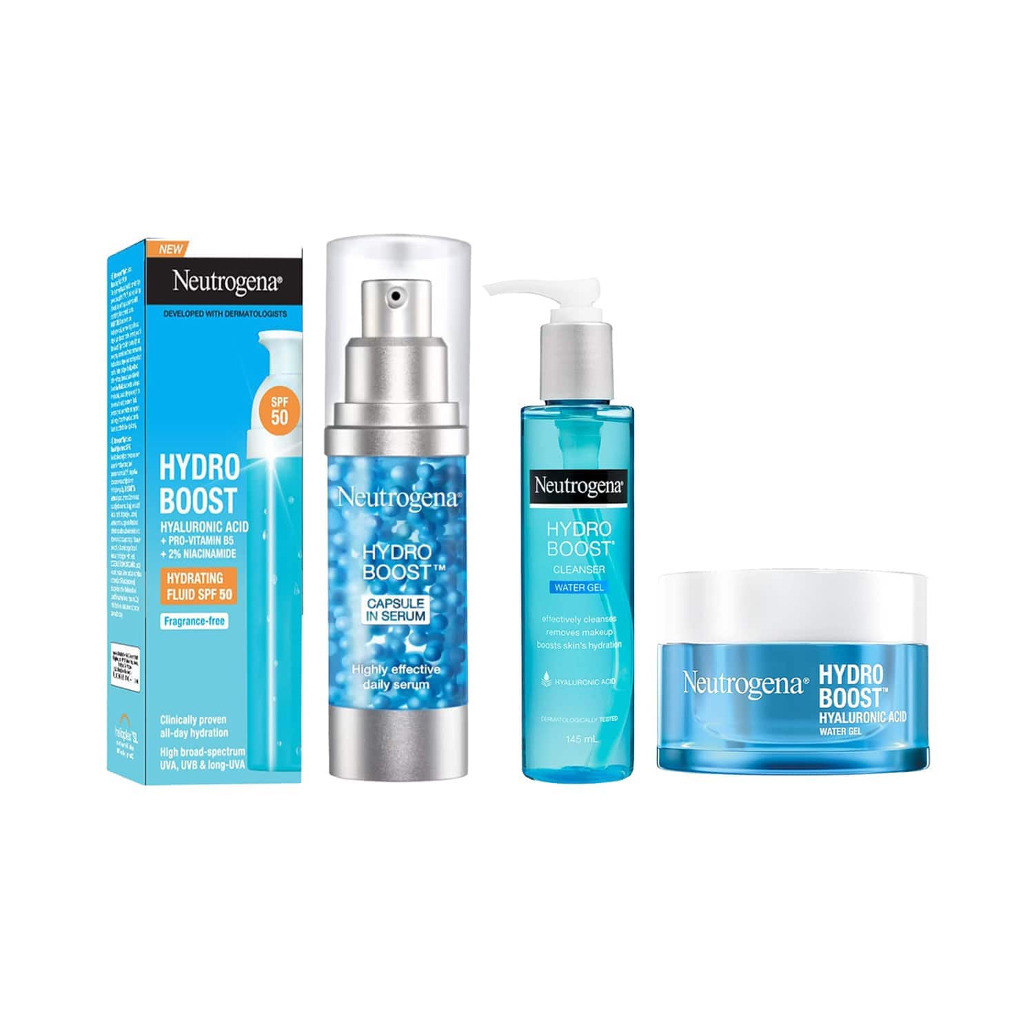 Neutrogena | Neutrogena Hydrobbost Cleanser, Serum, Moisturiser & Sunscreen Combo for Hydration