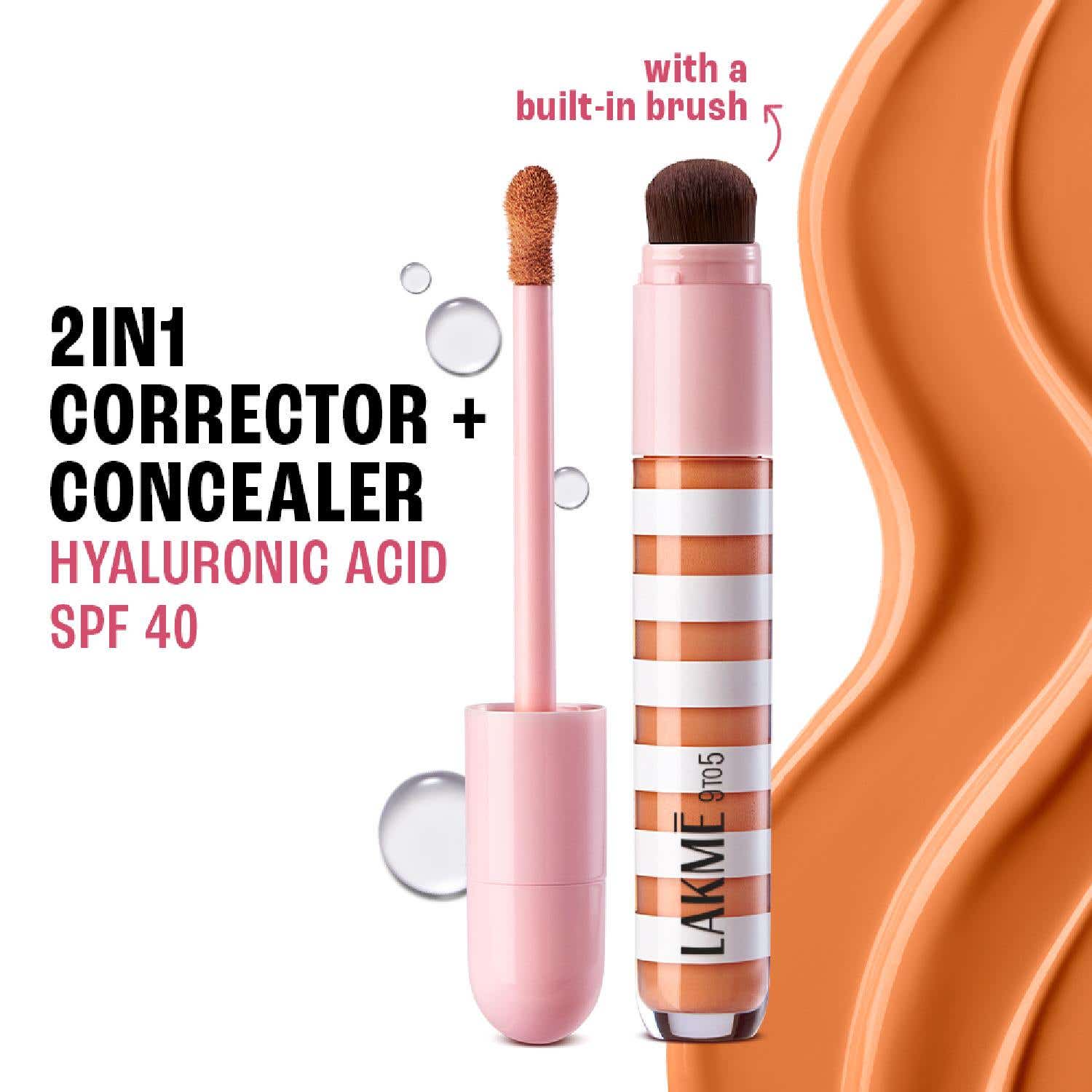 Lakme | Lakme 9to5 Hya Beach Edit Color Correcting Concealer, SPF 40, Full Matte Coverage, Deep Rich 5, (6 ml)