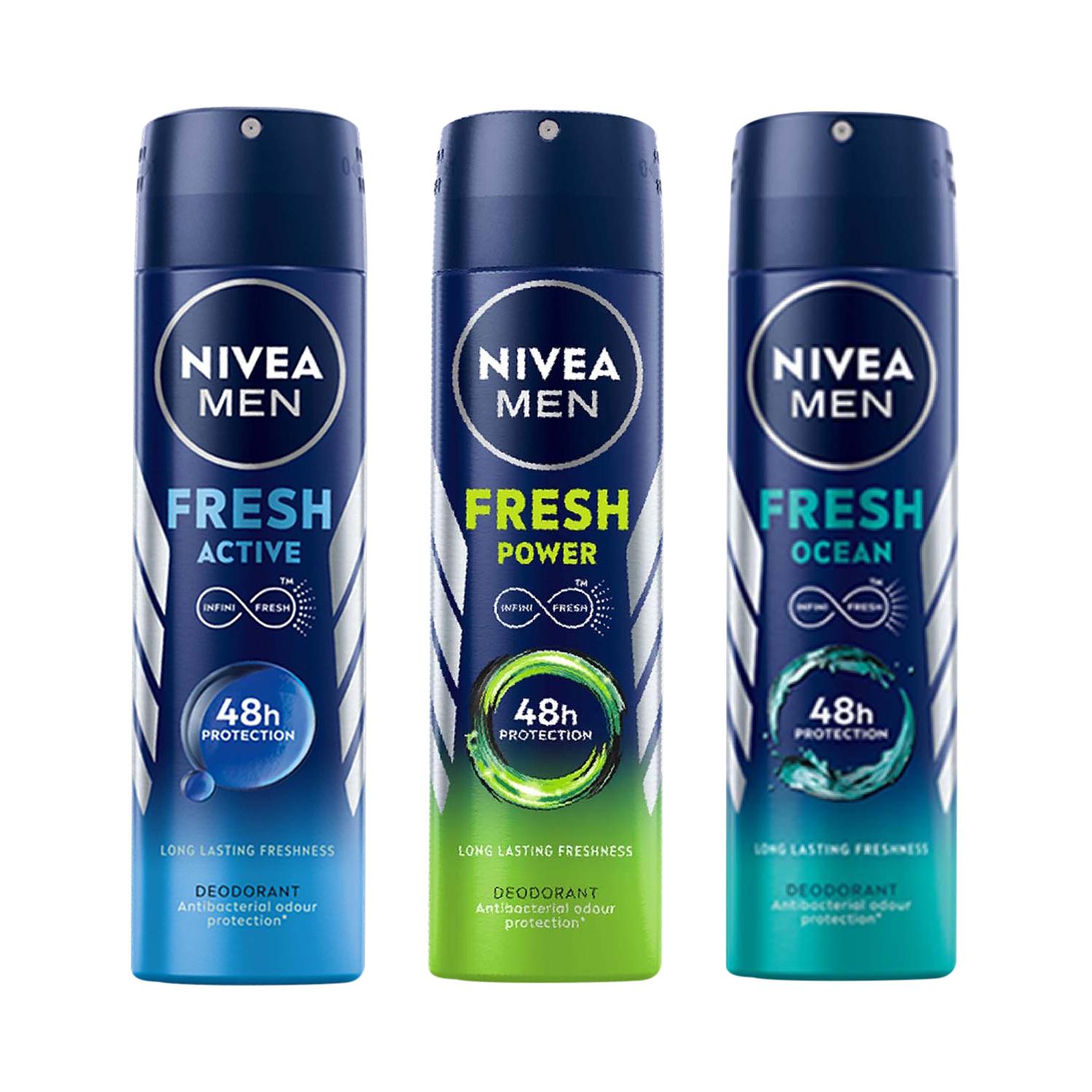 Nivea | Nivea Fresh Ocean, Fresh Active & Fresh Power Deodorant For Men (Pack Of 3) Combo
