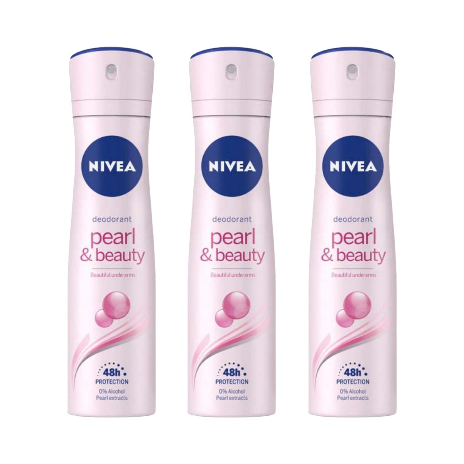 Nivea | Nivea Pearl & Beauty Deo Female (150 ml) (Pack Of 3) Combo