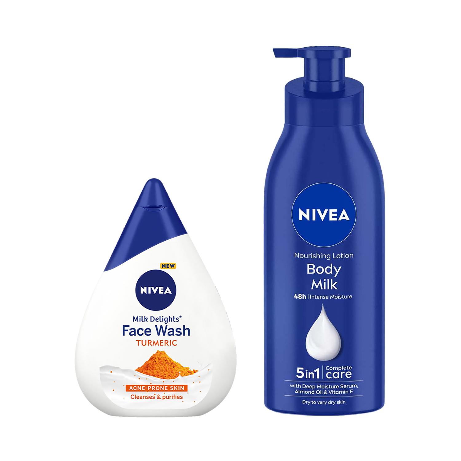 Nivea | Nivea Milk Delight Turmeric (100 ml) & Body Milk Very Dry Skin (400 ml) Combo